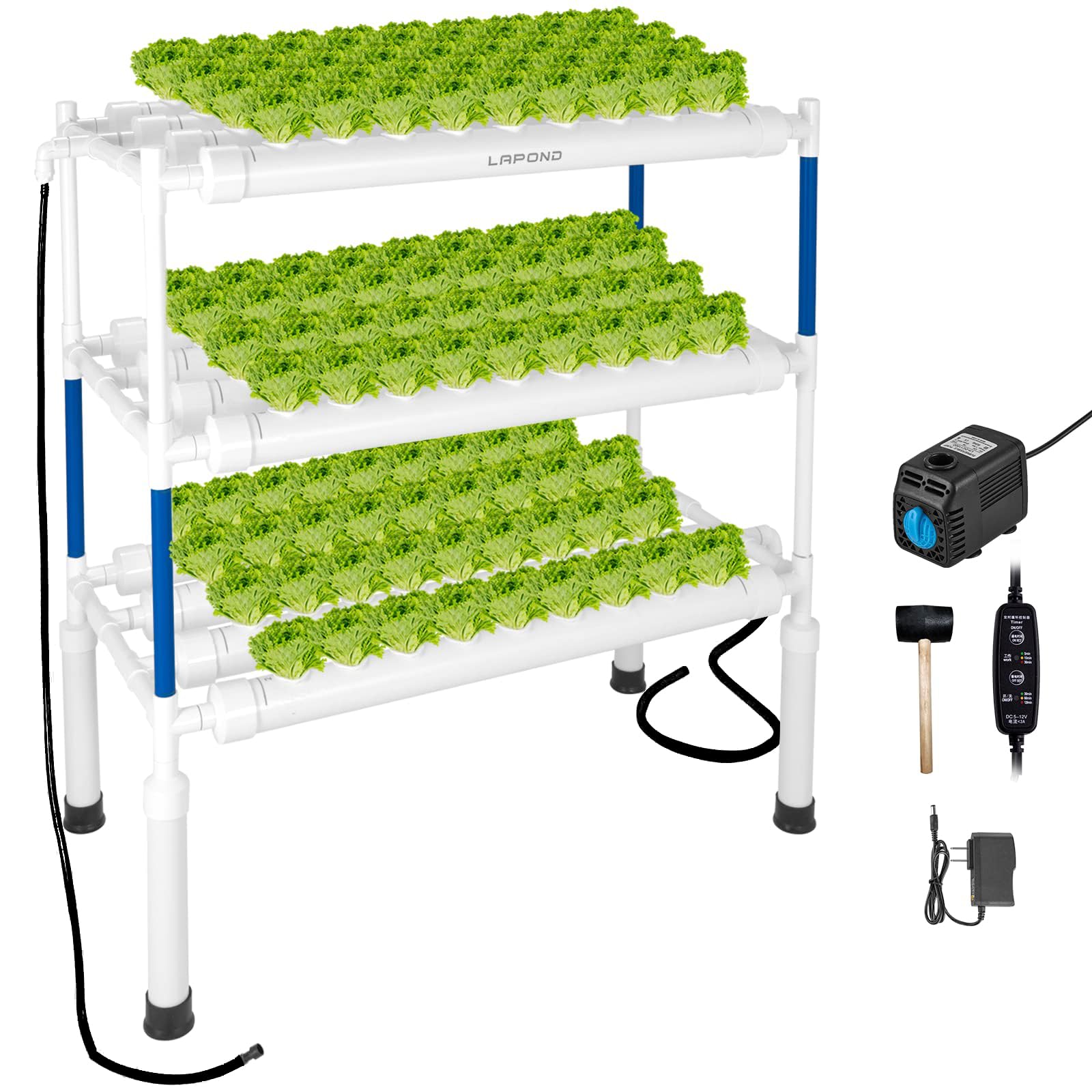 Upgraded Hydroponics Growing System Kit - 108 Plant Sites 3-Layer Food-Grade PVC-U Pipes for Indoor Gardening | Hydroponic Grow Kit for Vegetables, Flowers, Fruits & Herbs | Perfect for Home, Greenhouse & Urban Farming