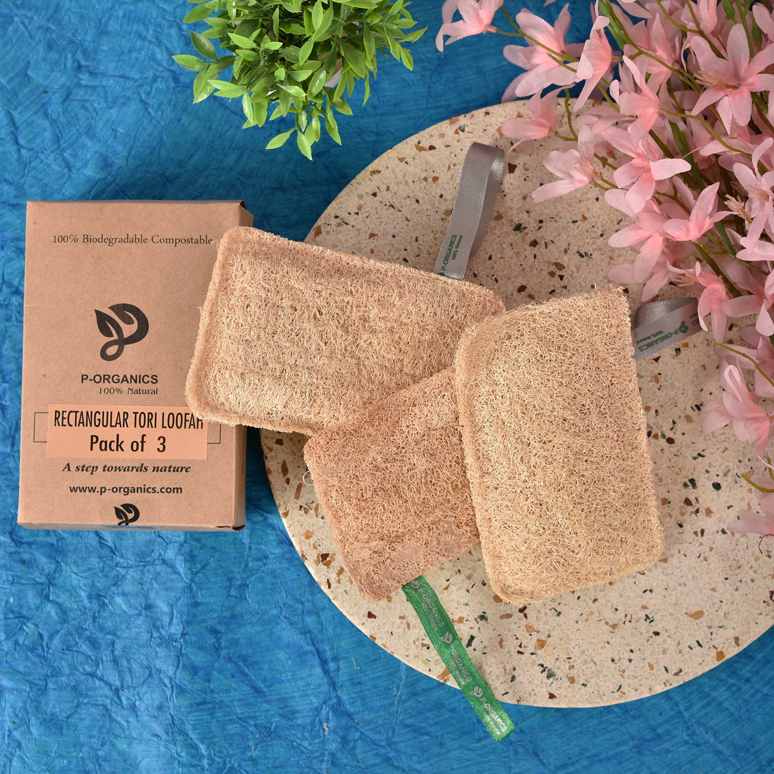 Organic Natural Sun-Dried Loofah Sponge for Bath & Shower | Exfoliating Body Scrubber for Men & Women | Eco-Friendly Skin Care & Detox | Perfect for Spa, Home Use & Travel (Pack of 3)