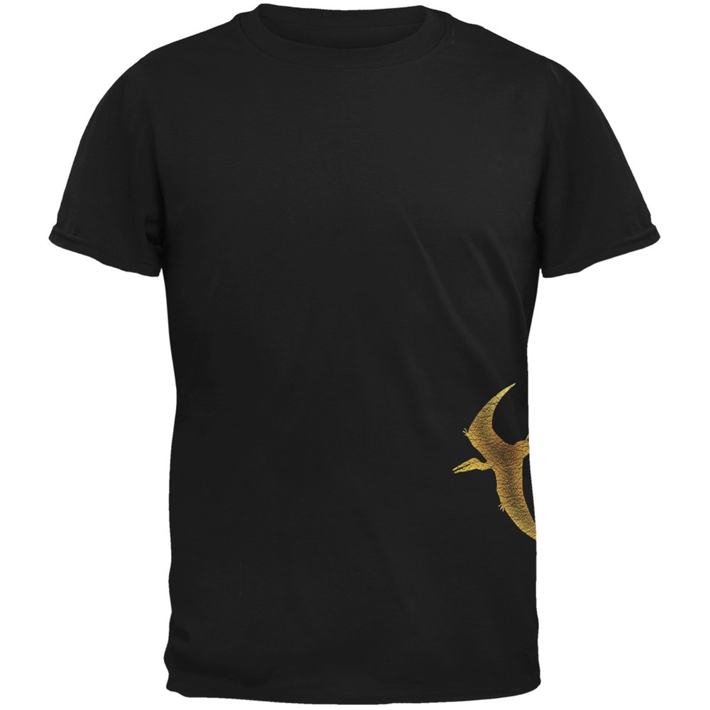 Vintage Pterodactyl Dinosaur Graphic Distressed Black Cotton T-Shirt for Men & Women - Casual Wear, Dinosaur Lover Gift, Jurassic Theme Outfit