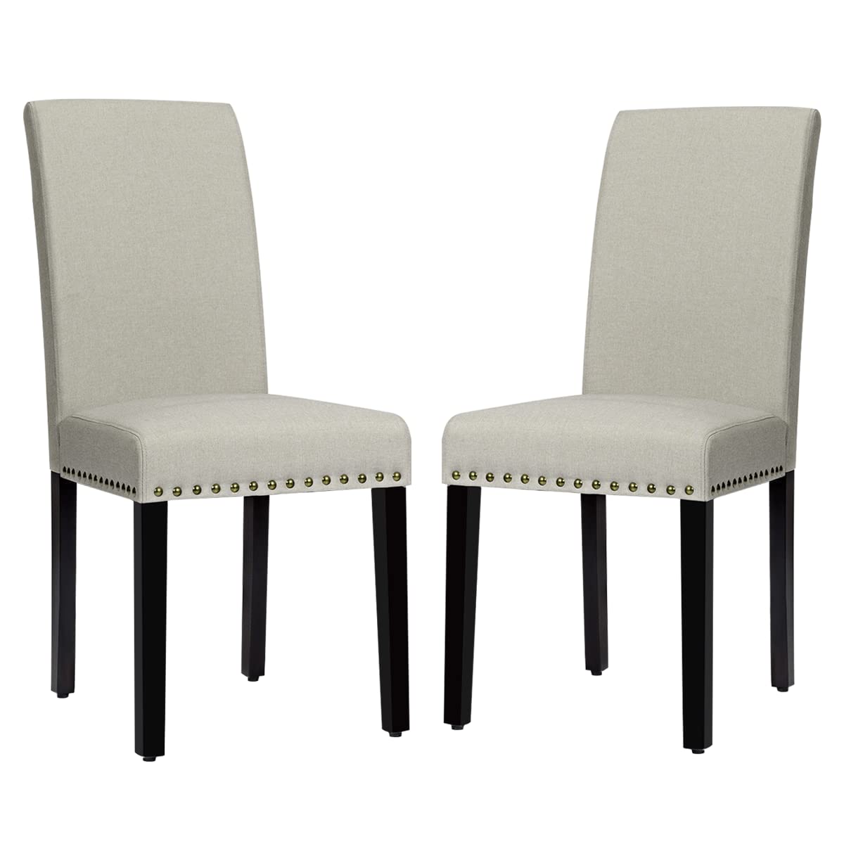 NAFORT Upholstered Dining Chairs Set of 2 - Modern Kitchen & Dining Room Chairs with Nailhead Trim, Linen Fabric, High-End Tufted Design, Solid Wood Frame in Light Sage - Perfect for Farmhouse, Cottage & Contemporary Dining Spaces