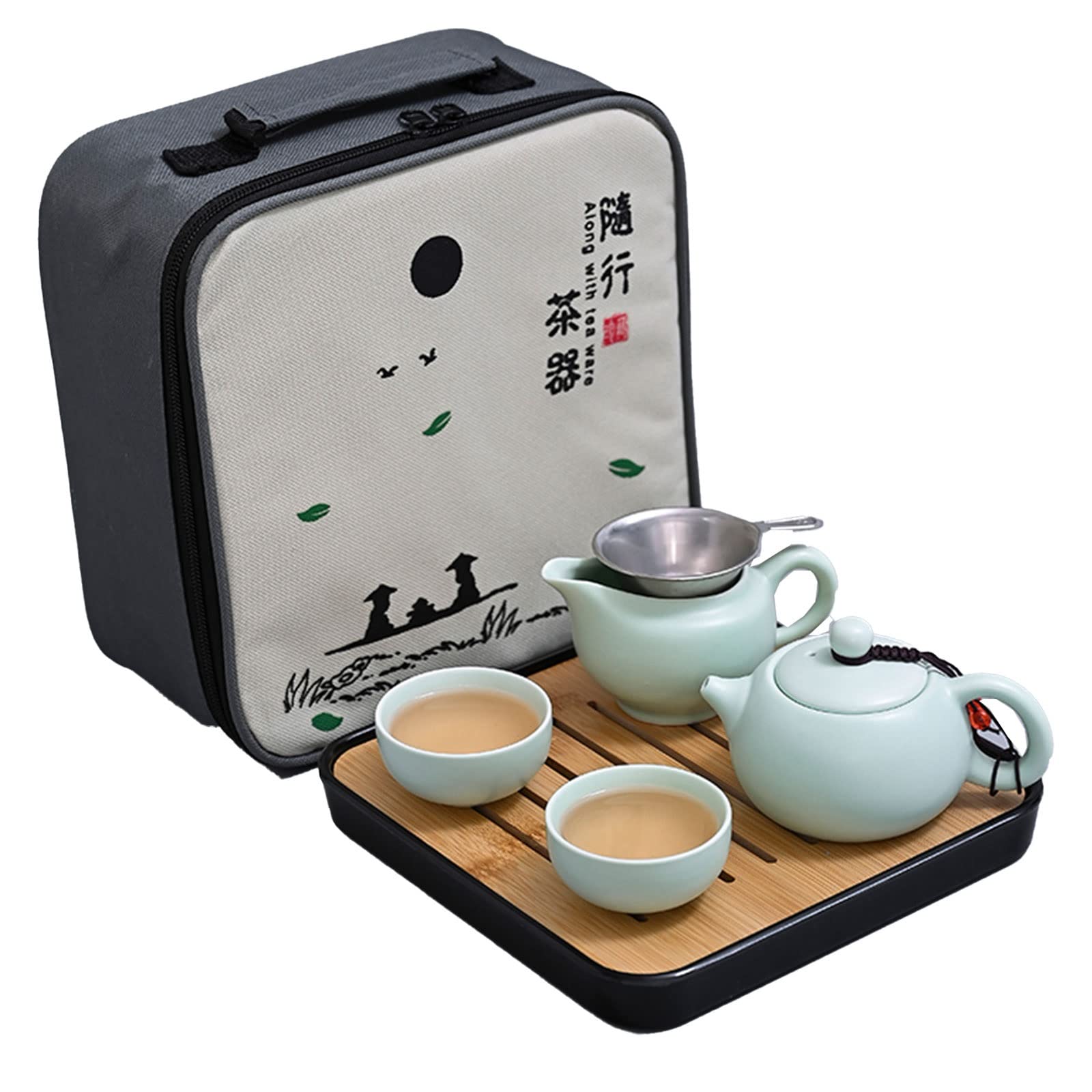 Premium Bamboo Chinese Gongfu Tea Tray with Water Storage & Carrying Bag - Traditional Kung Fu Tea Serving Tray for Tea Ceremony, Home Decor, and Gift (Color: A) | Perfect for Tea Lovers, Zen Meditation & Asian Culture Enthusiasts