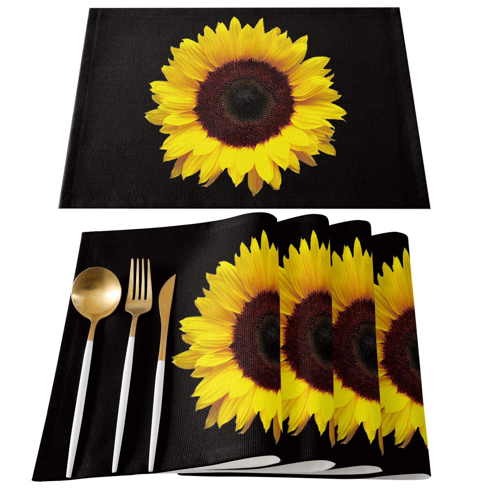 Ldtrchee Sunflower Round Placemats Set of 4 - 13