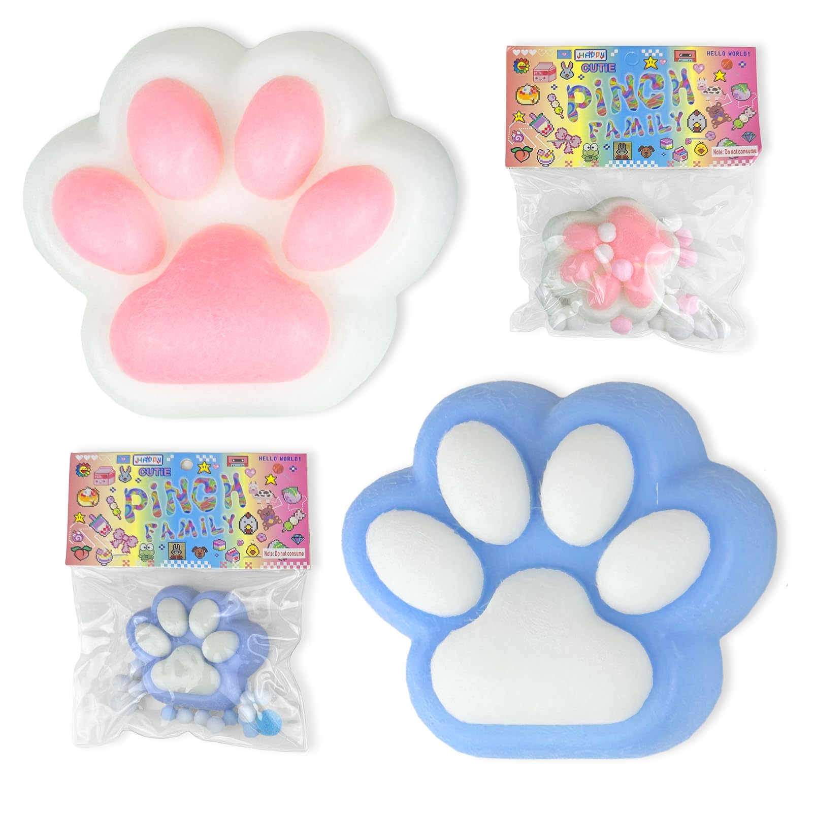 2 Pack Cute Taba Squishy Cat Paw Sensory Toys - Soft Fufu Squishy Stress Relief Fidget Toys for Kids & Adults, Easter Basket Stuffers, Anxiety Relief, Mochi Squishy Novelty Gifts (Perfect for Office Desk, Classroom & Travel Stress Relief)