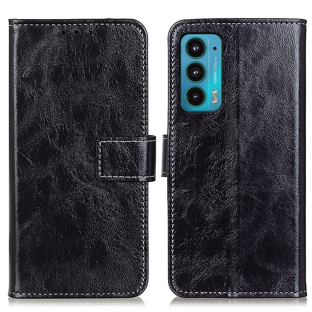 Motorola Edge 20 Retro Leather Flip Case - Crazy Horse Textured Wallet Phone Cover with Card Slot & Stand | Durable Protection for Motorola Edge 20 | Perfect for Business, Travel & Everyday Use