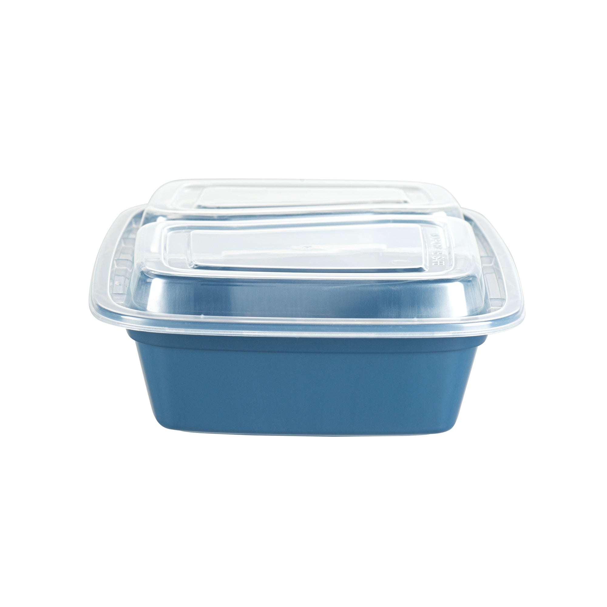 32 oz Midnight Blue Plastic 2-Compartment Food Storage Containers with Clear Lids - Microwave Safe, 8.75