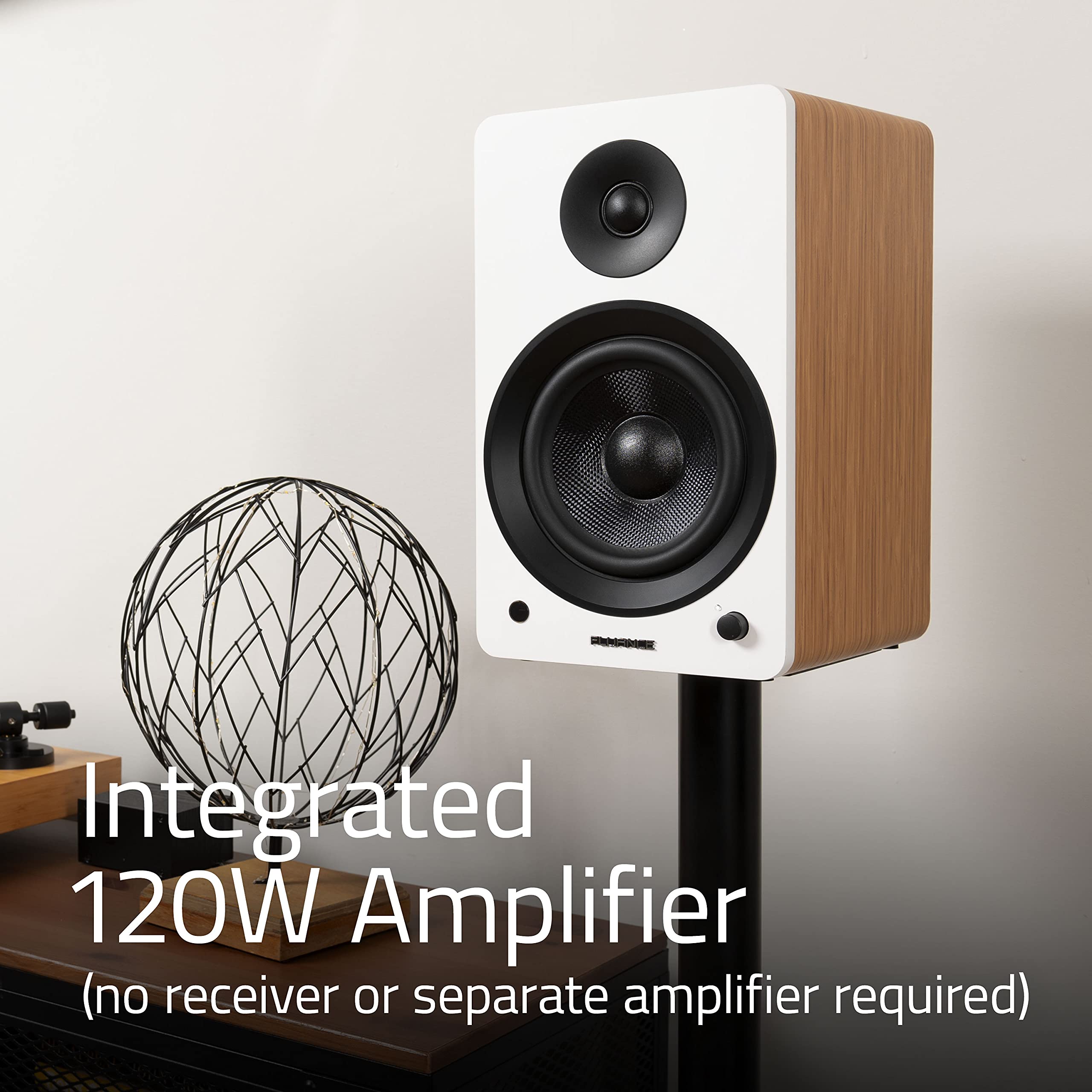 Fluance Ai61 Lucky Bamboo Powered 2.0 Stereo Bookshelf Speakers - 6.5