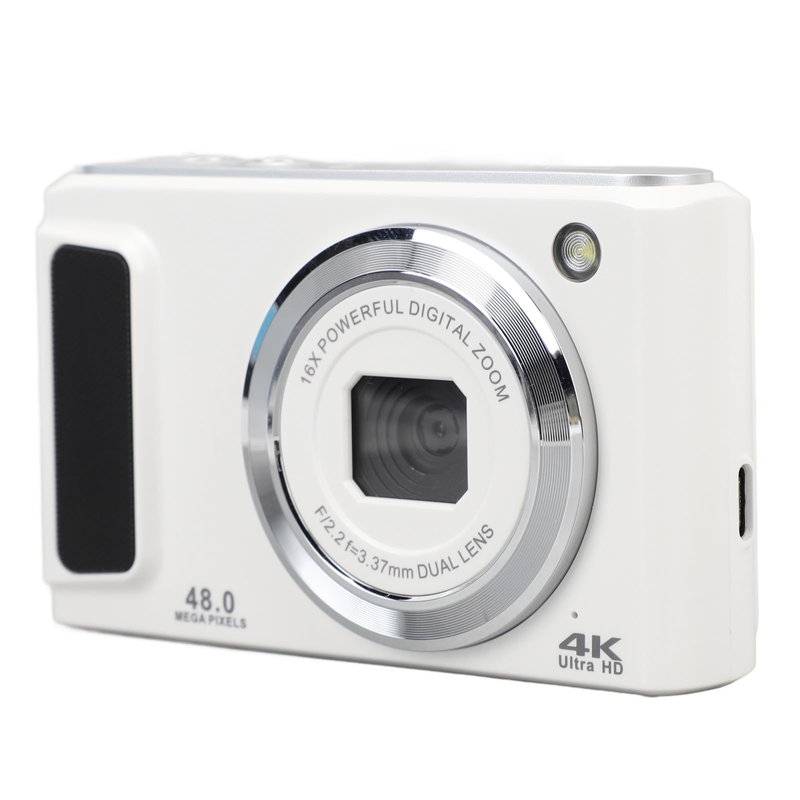 48MP Vlog Camera with 4K UHD Video & Image Stabilization - Compact Digital Camera for YouTube, Travel Vlogging & Content Creation (White)