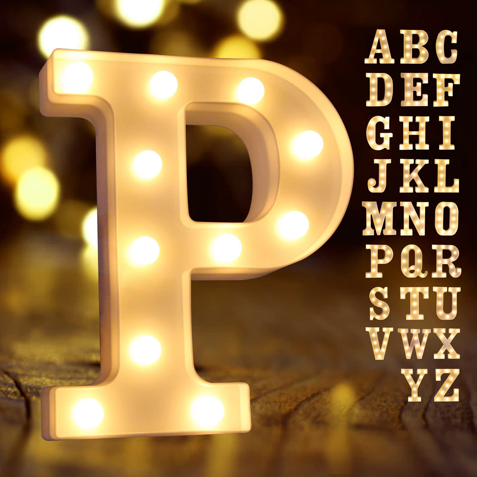 Laerjin Light Up Letters - LED Marquee Letter P with Lights, Decorative Number Sign for Night Light, Wedding, Birthday Party, Christmas & Home Bar Decor - Perfect for Bedroom, Nursery, Restaurant and Event Lighting