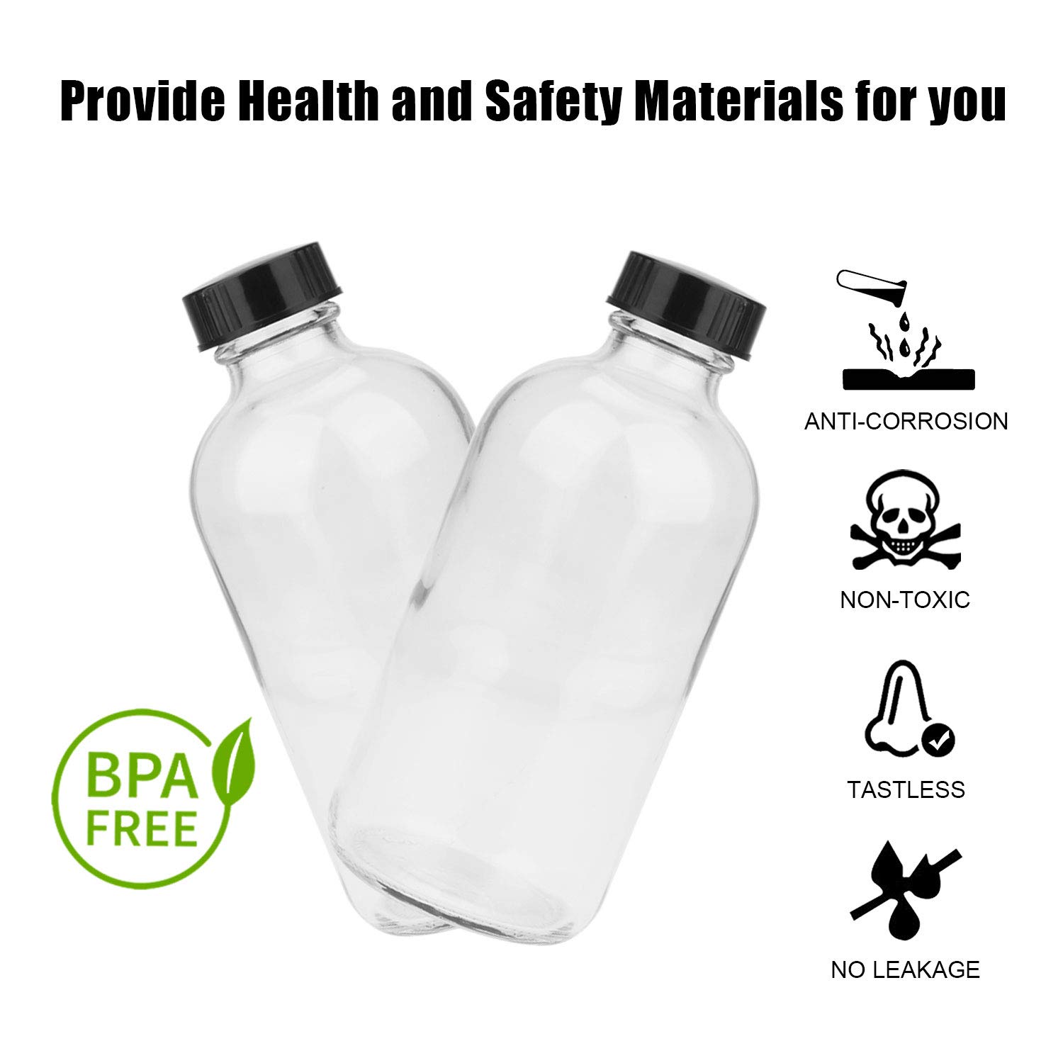 8oz Clear Glass Bottle Set of 20 - Reusable Airtight Glass Containers for Shampoo, Conditioner, Essential Oils, DIY Beauty Products - Perfect for Home, Salon & Travel Storage