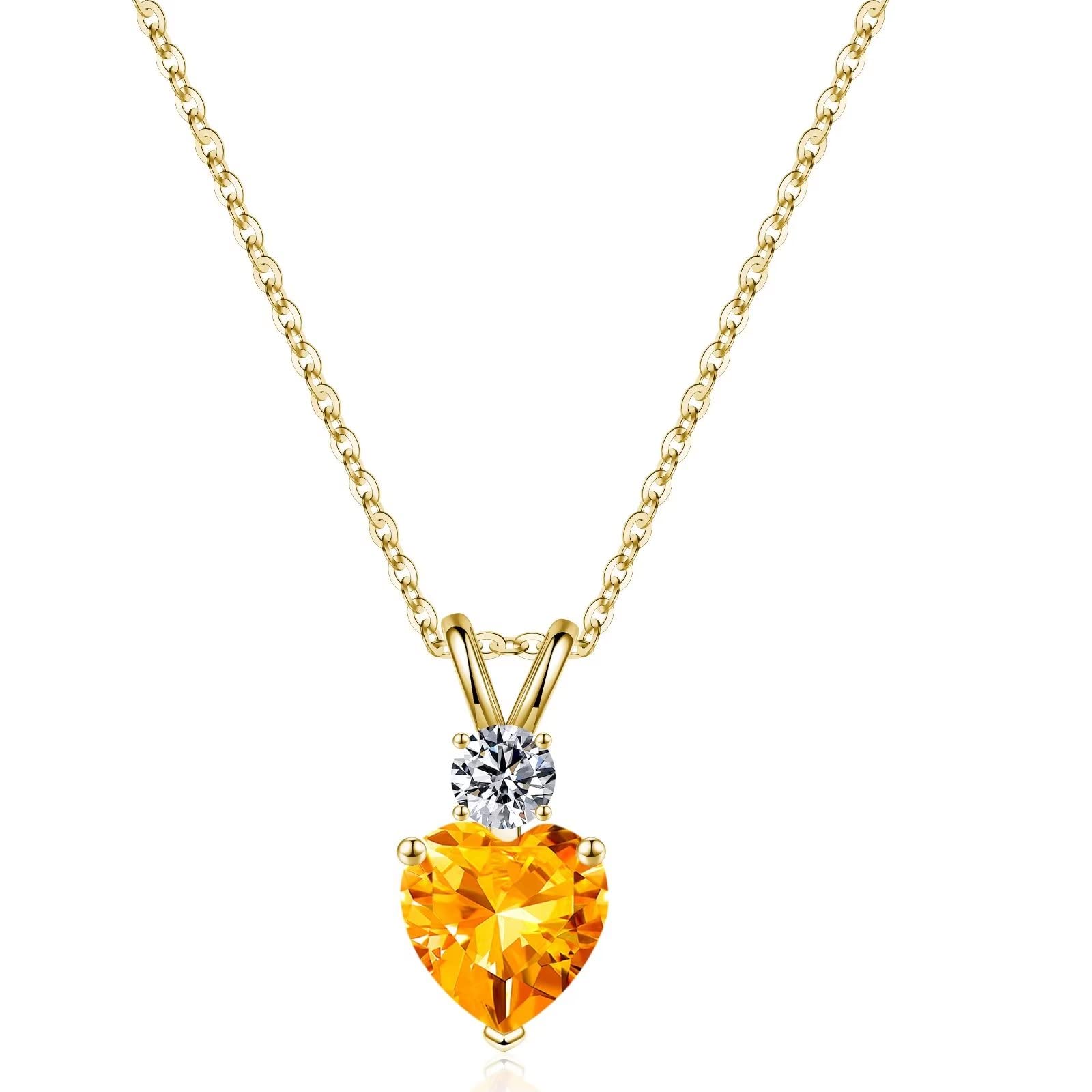 925 Sterling Silver Birthstone Necklace for Women - 1.2 Ct Heart Pendant with Genuine Birthstone | Anniversary, Valentine's Day, Mother's Day, Christmas & Birthday Gift for Her | Perfect for Wife, Girlfriend, Mom | Jewelry for Everyday Wear & Special Occasions