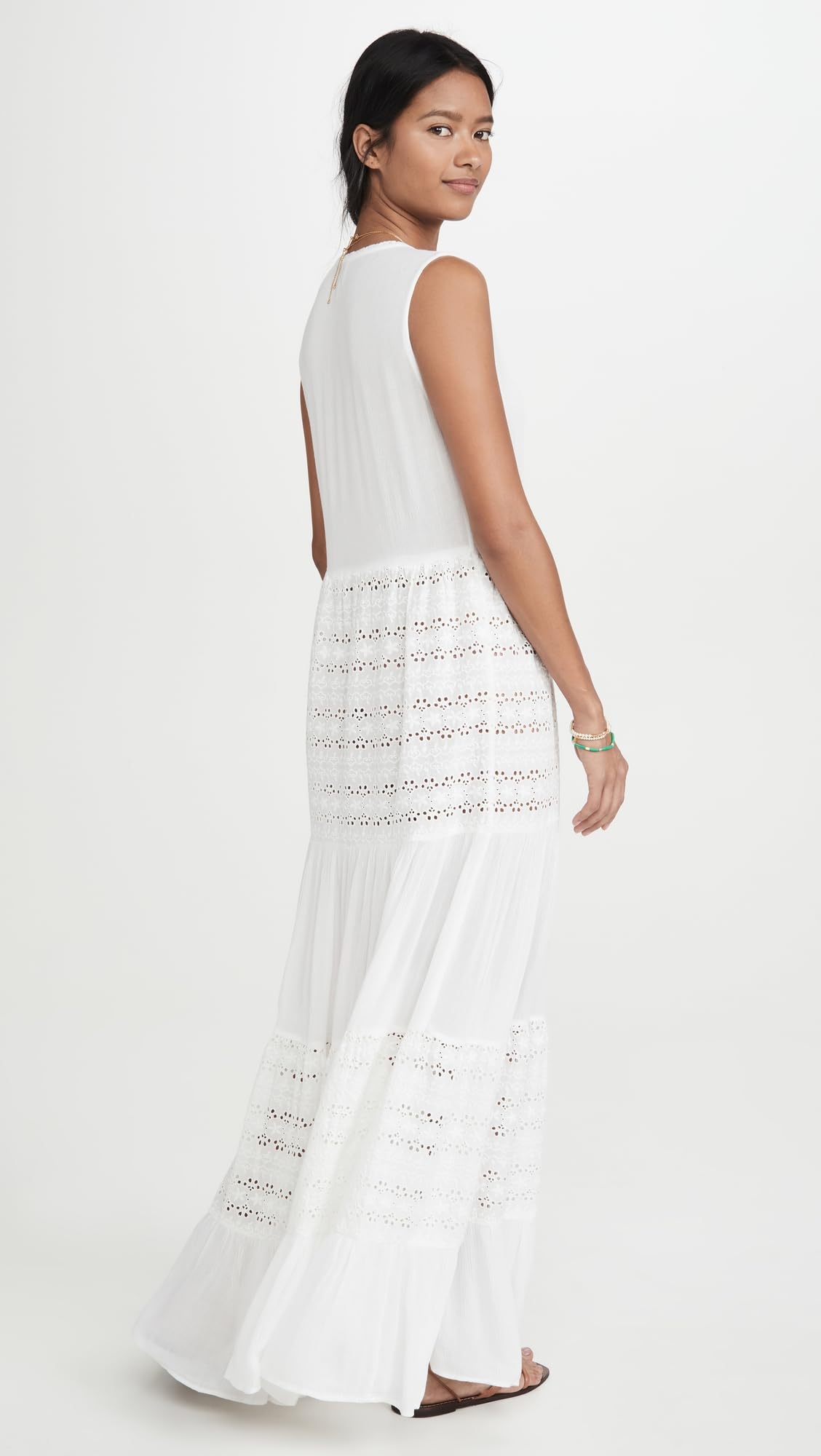 Women's Floral Eyelet Maxi Dress - Summer Boho Beach Dress for Vacation, Wedding & Casual Wear