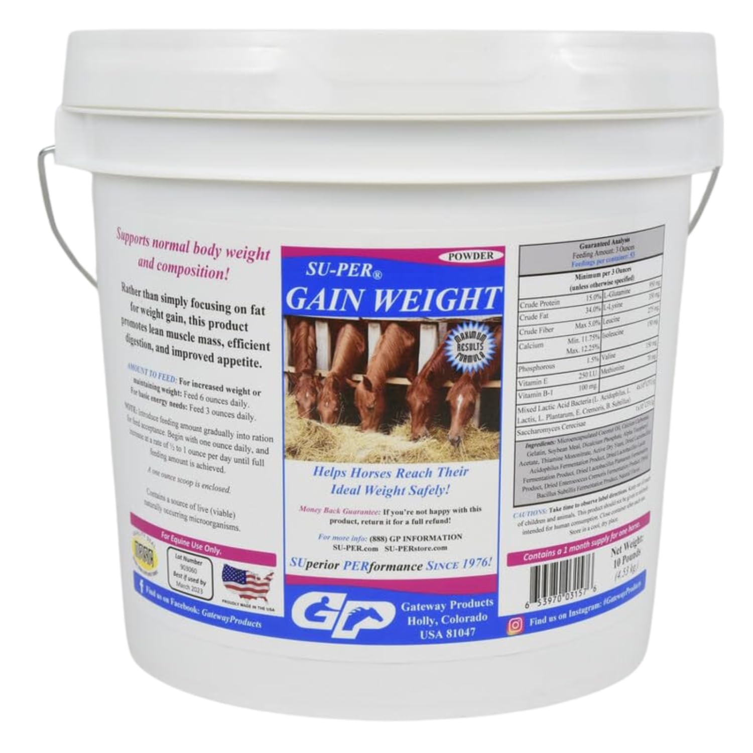 Equine Weight Gainer Supplement for Horses - 10lb Muscle Builder with Digestive Support & Appetite Booster - 1 Month Supply for Racehorses, Show Horses & Underweight Horses - Promotes Lean Muscle Growth & Healthy Weight Gain