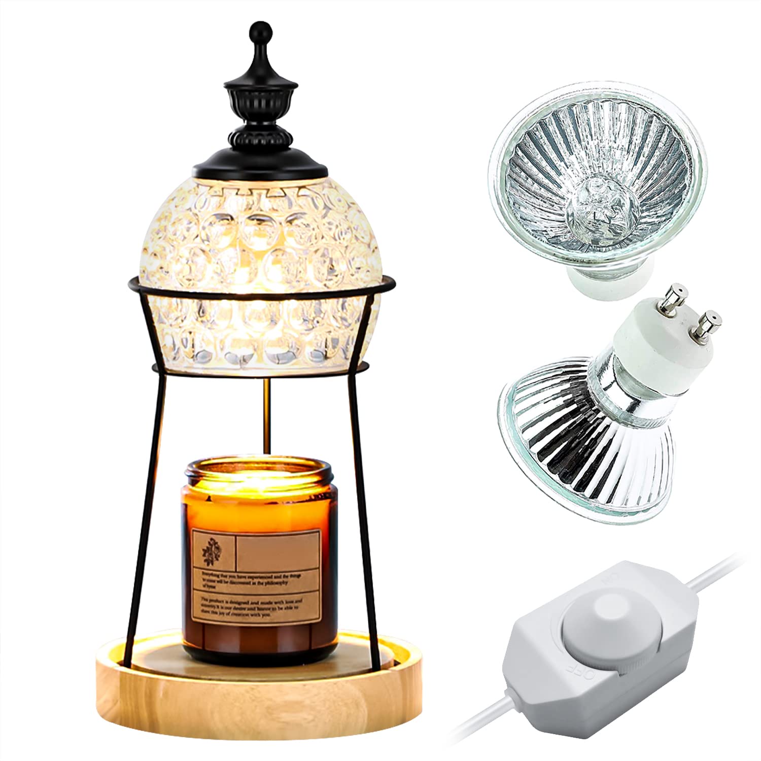 JOKIVTOU Adjustable Candle Warmer Lamp - Electric Wax Melter for Essential Oils & Aromatherapy, Decorative Crystal Night Light with Brightness Control - Perfect for Bedroom, Living Room & Spa Relaxation