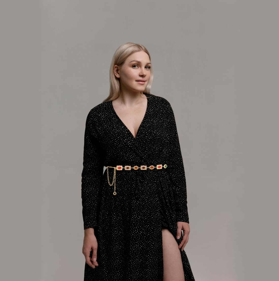 Women's Metal Waist Chain Belt with Crystal Accents - Elegant Body Jewelry for Dresses, Parties & Special Occasions