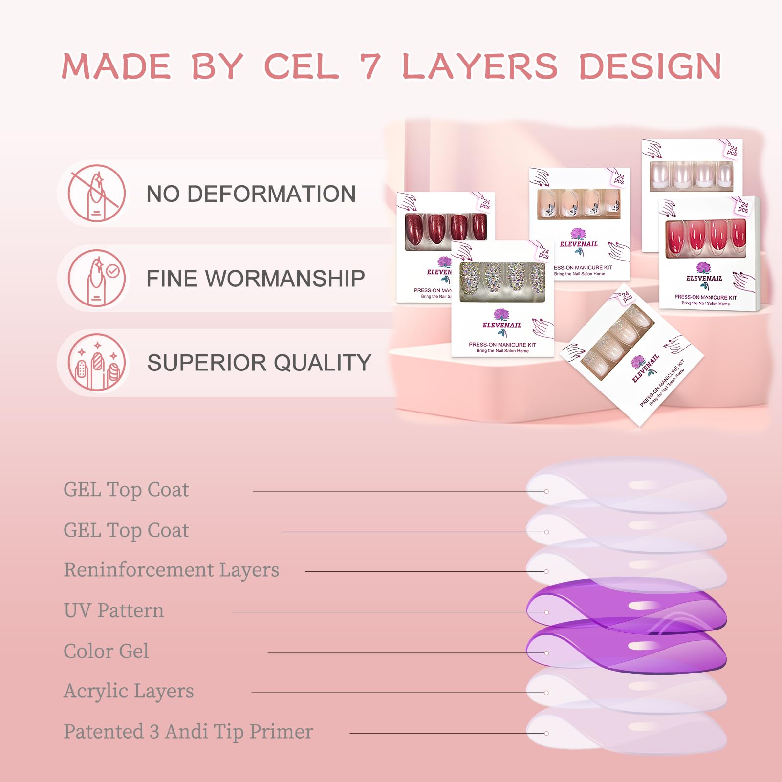 Glossy Light Purple Grey Press on False Nails - Medium Length Oval Fake Nails for Women | Perfect for Office Wear, Daily Use & Special Occasions