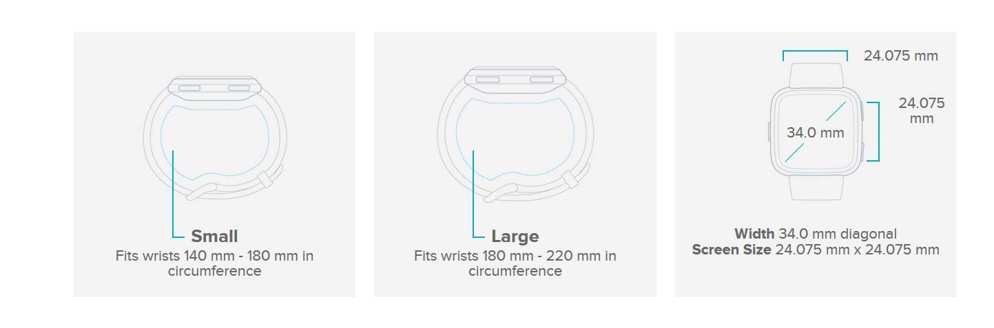 Fitbit Versa Smart Watch - Gray/Silver Aluminum Fitness Tracker with Heart Rate Monitor, Sleep Tracking & 4+ Day Battery (Includes S & L Bands) | Perfect for Running, Swimming & Daily Activity Tracking