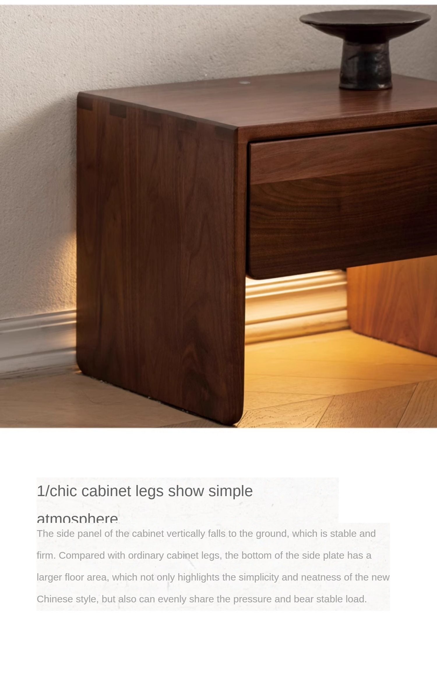 Modern Solid Wood Nightstand - Black Walnut & Ash Wood Bedside Table for Bedroom, Living Room, or Office - Stylish and Functional Storage Furniture