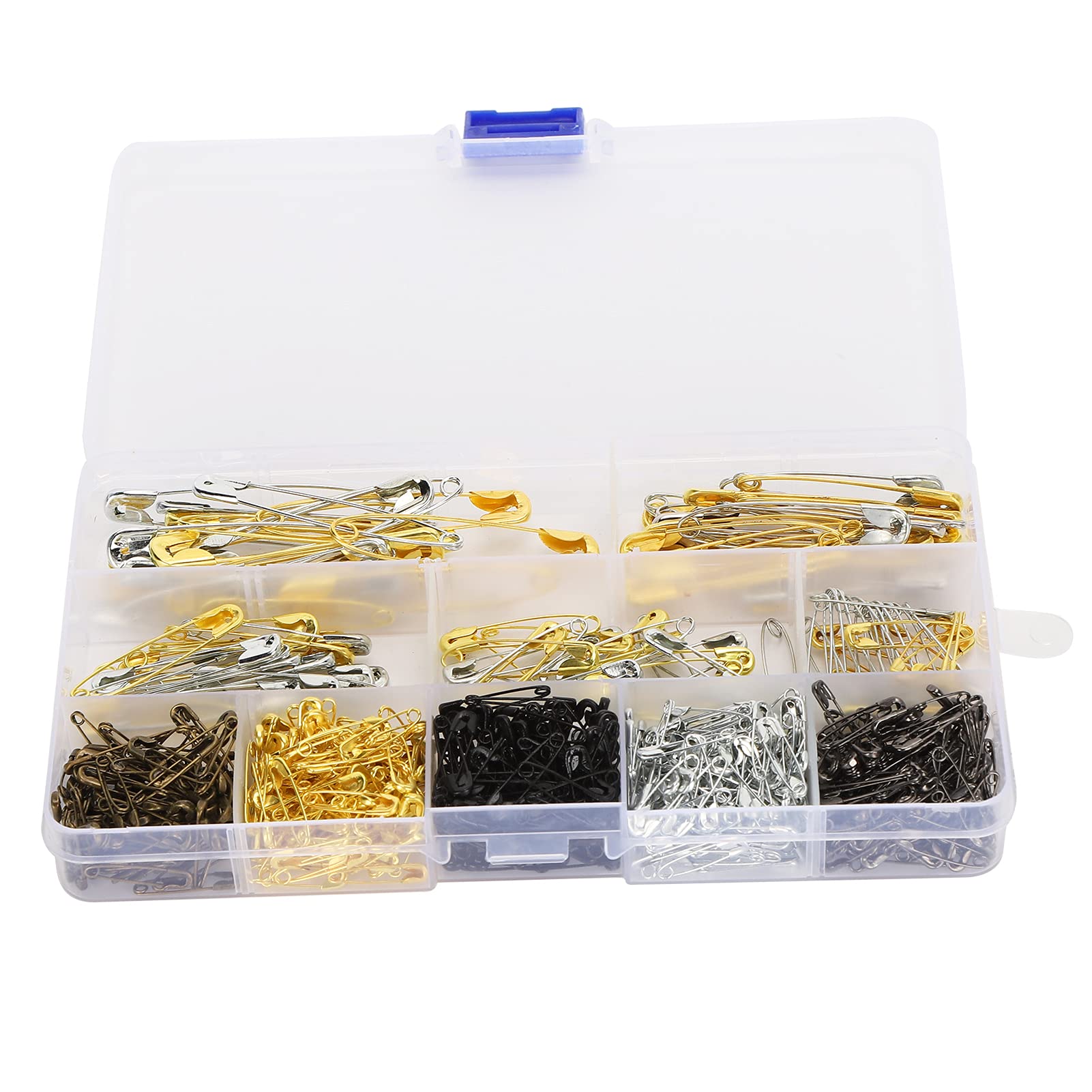 620Pcs Stainless Steel Safety Pins Set - 6 Sizes Multi-Purpose Pins for Sewing, Crafting, Jewelry Making & Office Use | Durable Storage Box Included | Perfect for DIY Projects, Clothing Repair & Home Organization