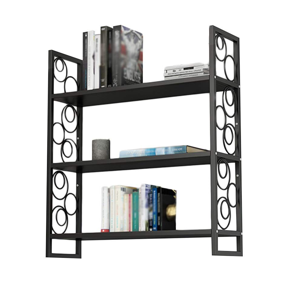 LIANGJUN Floating Wall Shelves - Modern Metal Ring Design Bookcase for Living Room, Bedroom, Balcony - Space Saving Storage Shelf for Books, Decor, Plants - 6 Sizes & 2 Colors (Black, 100X24X96CM) - Perfect for Home Organization & Wall Decor
