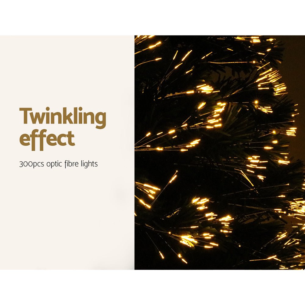 1.8M LED Christmas Tree with Warm White Fiber Optic Lights - Perfect for Holiday Home Decor, Office, and Party Celebrations