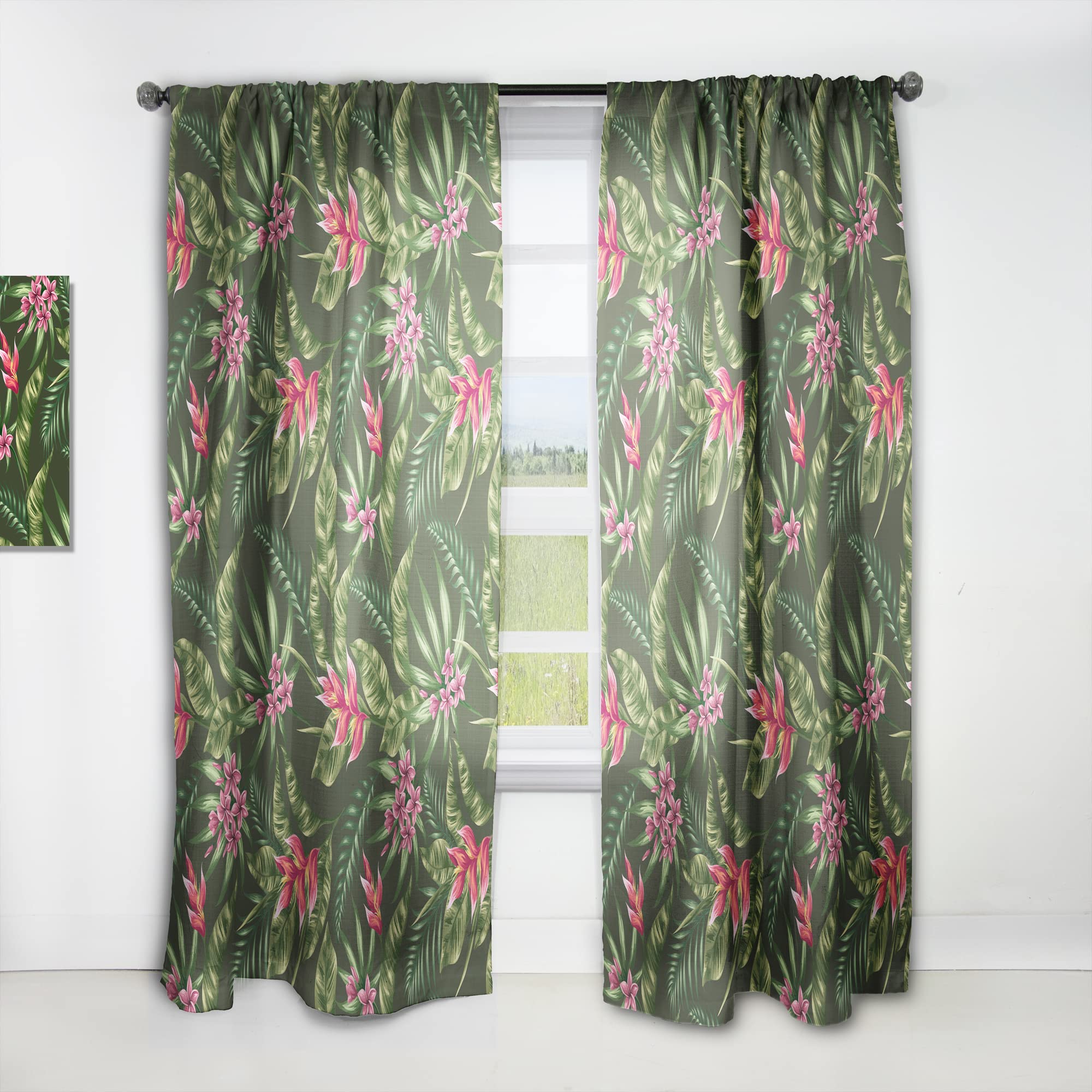 Floral Pattern Blackout Curtains for Bedroom & Living Room - Thermal Insulated Single Panel Window Drapes (52x120 Inches) - Perfect for Home Decor, Privacy & Light Control