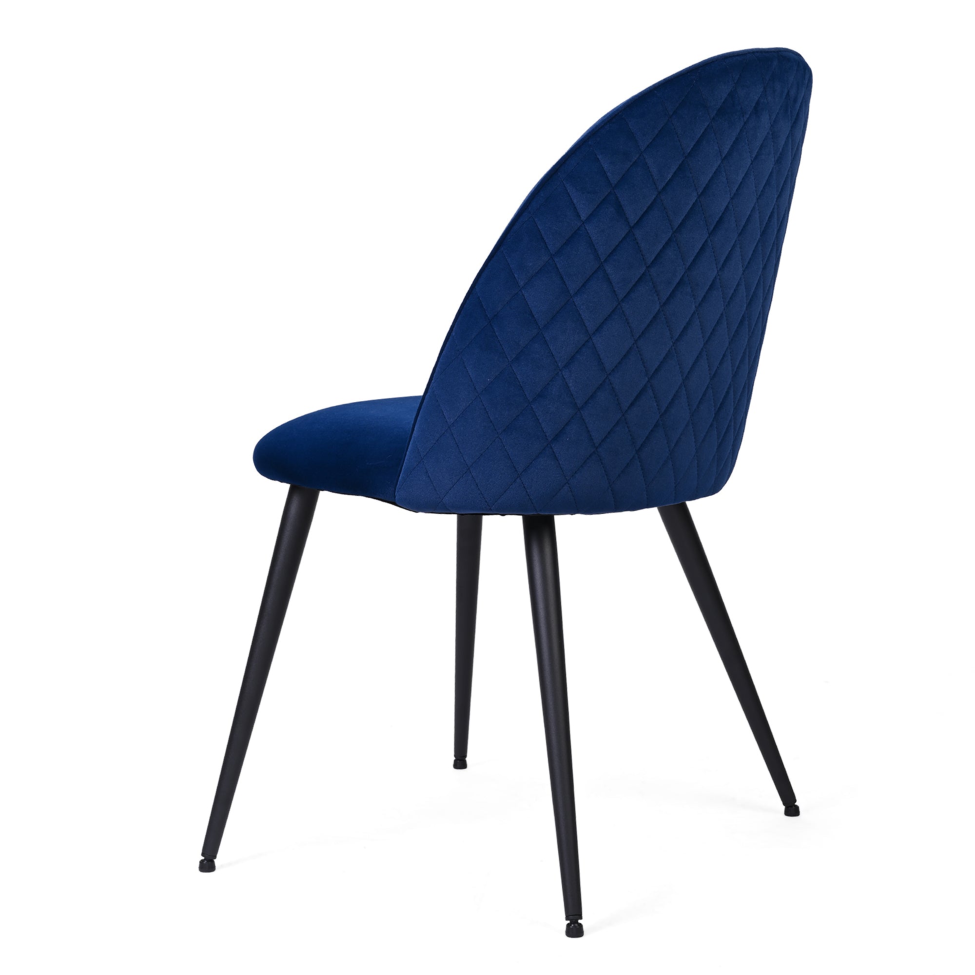 Luxury Navy Blue Velvet Dining Chairs with Black Metal Legs - Set of 4 Modern Side Chairs for Dining Room, Kitchen, or Home Office - Comfortable & Stylish Seating Solution