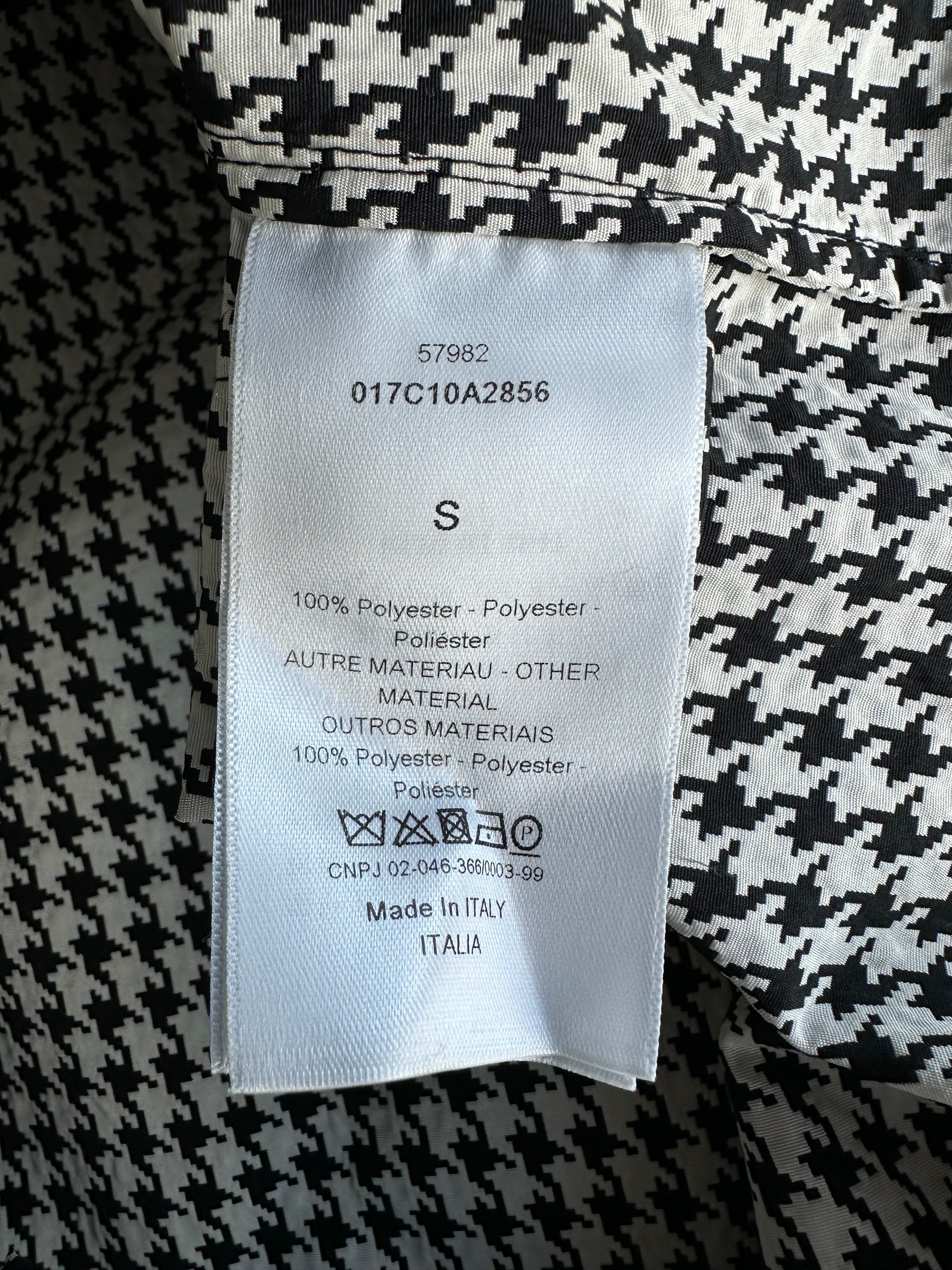 Dior Black & White Houndstooth Taffeta Oversized Women's Anorak Jacket - Stylish Waterproof Windbreaker for Outdoor Activities & Fashion Streetwear
