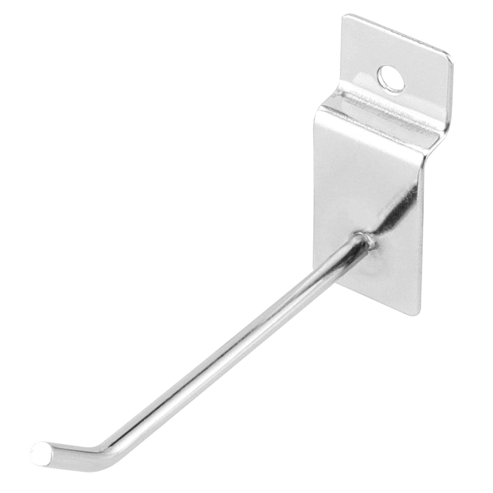 JAPCHET 200 Pack 4 Inch Heavy Duty Metal Slatwall Hooks - Silver Slat Board Hangers & Pegs for Garage, Shop, Retail Store Organization - Perfect for Wall Display & Product Merchandising in Supermarkets