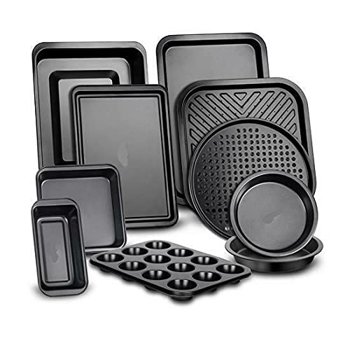 10-Piece Non-Stick Silicone Bakeware Set - Oven Safe Baking Pans, Cake Molds, Muffin Tins - Essential Baking Supplies for Cakes, Cupcakes & Desserts - Perfect for Home Baking, Party Treats & Holiday Cooking