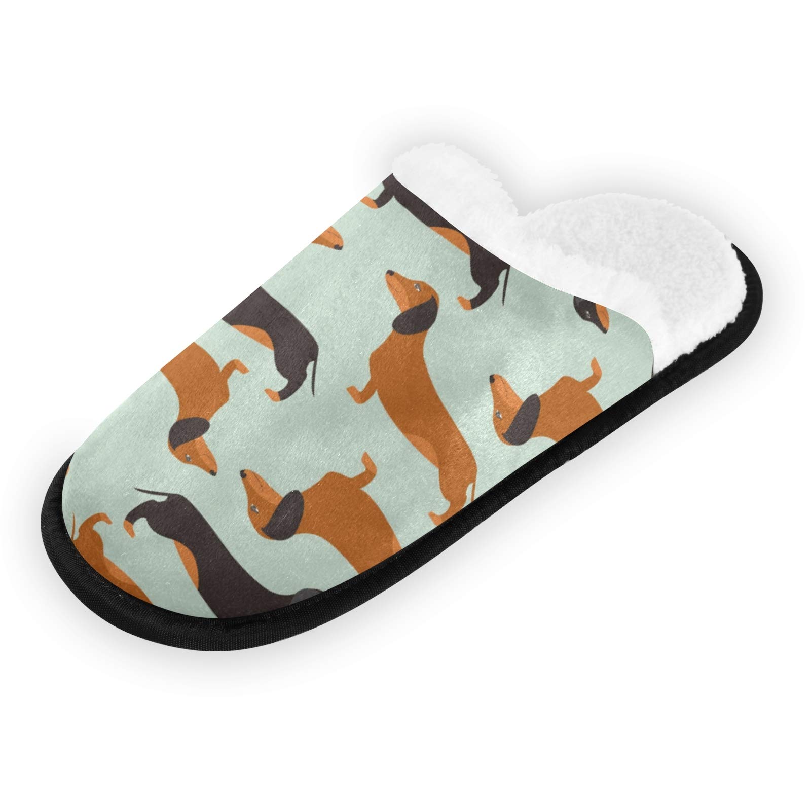 **ALAZA Black & Brown Dachshund Dog Slippers - Non-Slip Indoor/Outdoor House Shoes for Men & Women - Perfect for Home, Hotel, Spa, Bedroom & Travel**