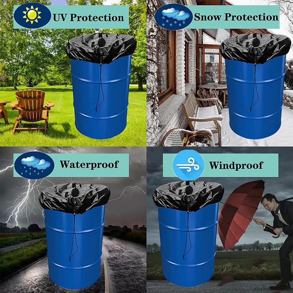 GANAZONO Waterproof Bucket Lid - Durable Trash Can Cover with Lock, Oxford Cloth Storage Tank Cover for Outdoor Barrels, Sofas & Complex Trash Cans (Black) | Perfect for Patio, Garden & RV Storage Protection