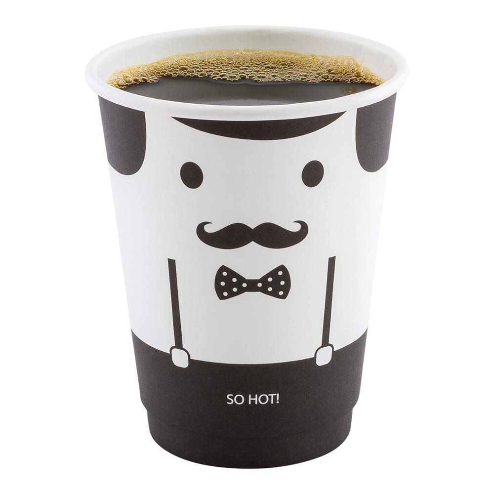 12oz Disposable Double Wall Coffee Cups - 500 Pack Insulated Hot Cups for Coffee, Tea & Beverages (Lids Sold Separately) - Durable Paper Cups for Cafes, Offices & Home Use - Black Matte Finish