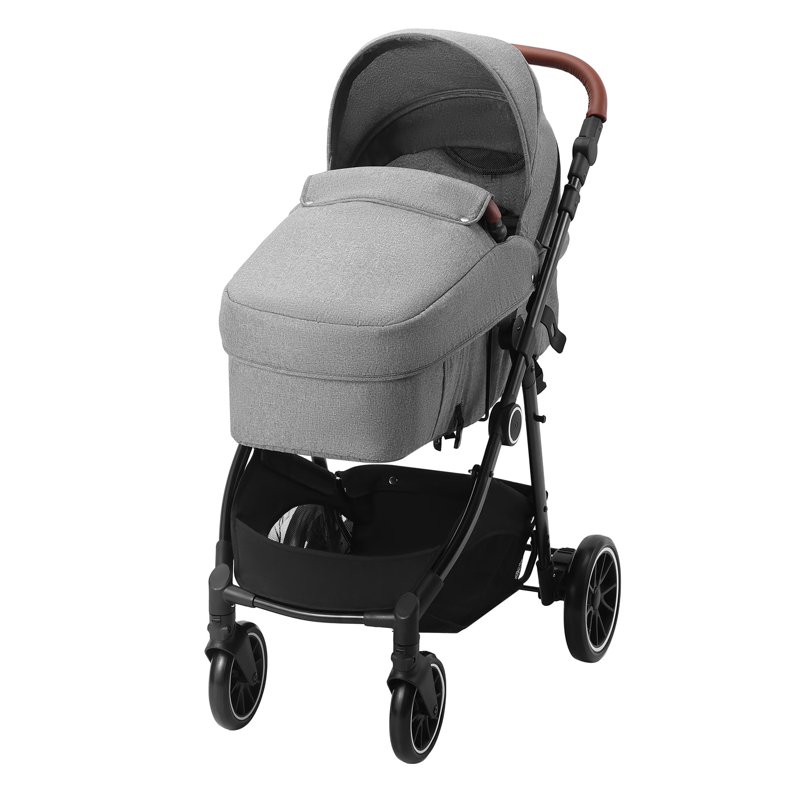 VEVOR 3-in-1 Baby Stroller with Bassinet | Adjustable Reversible Seat & Foldable Design | Carbon Steel Frame with Leg Cover & Mesh Net | Perfect for Newborns to Toddlers | Ideal for Shopping, Travel & Daily Walks (Dark Grey)