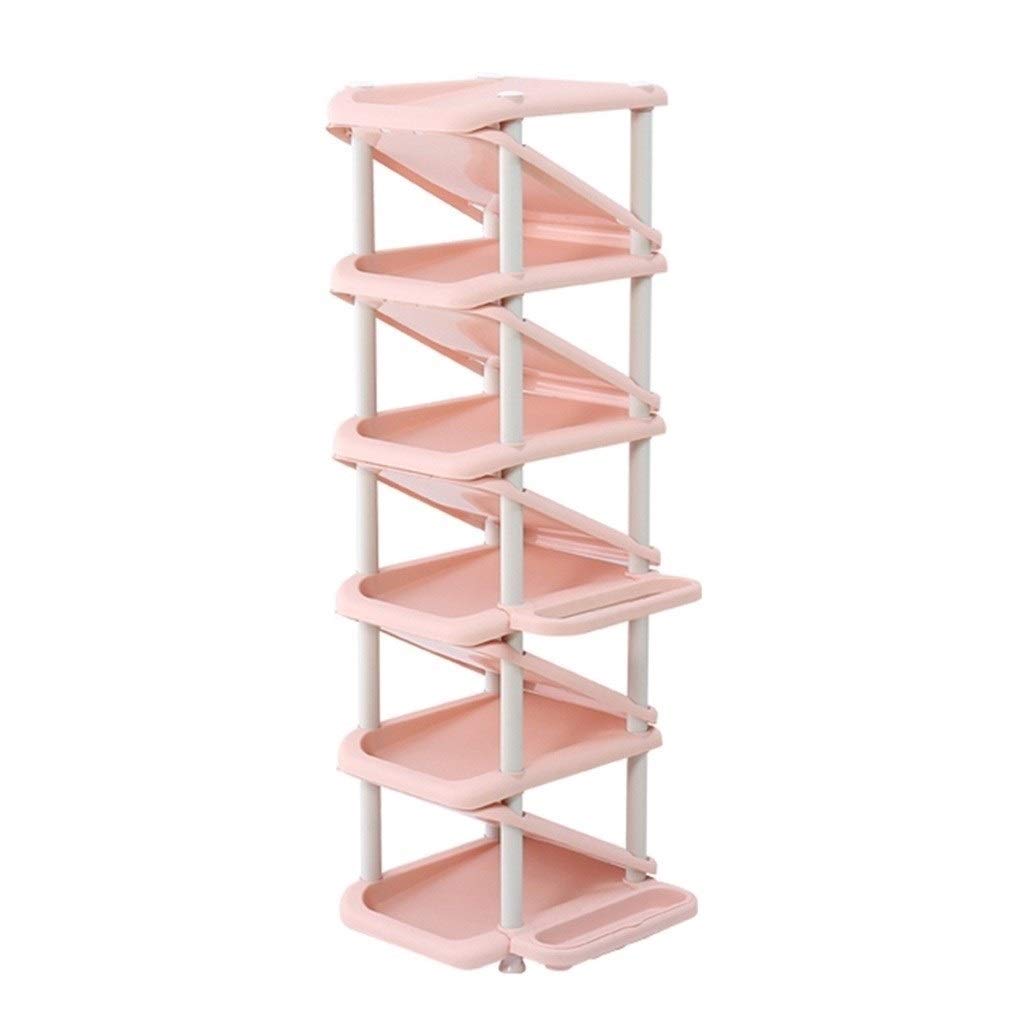 VREF Houseware Multi-Layer Plastic Shoe Rack - Z-Shaped Large Capacity Shoe Storage Organizer for Home (28x32x101cm) - Pink | Perfect for Entryway, Closet & Mudroom Organization