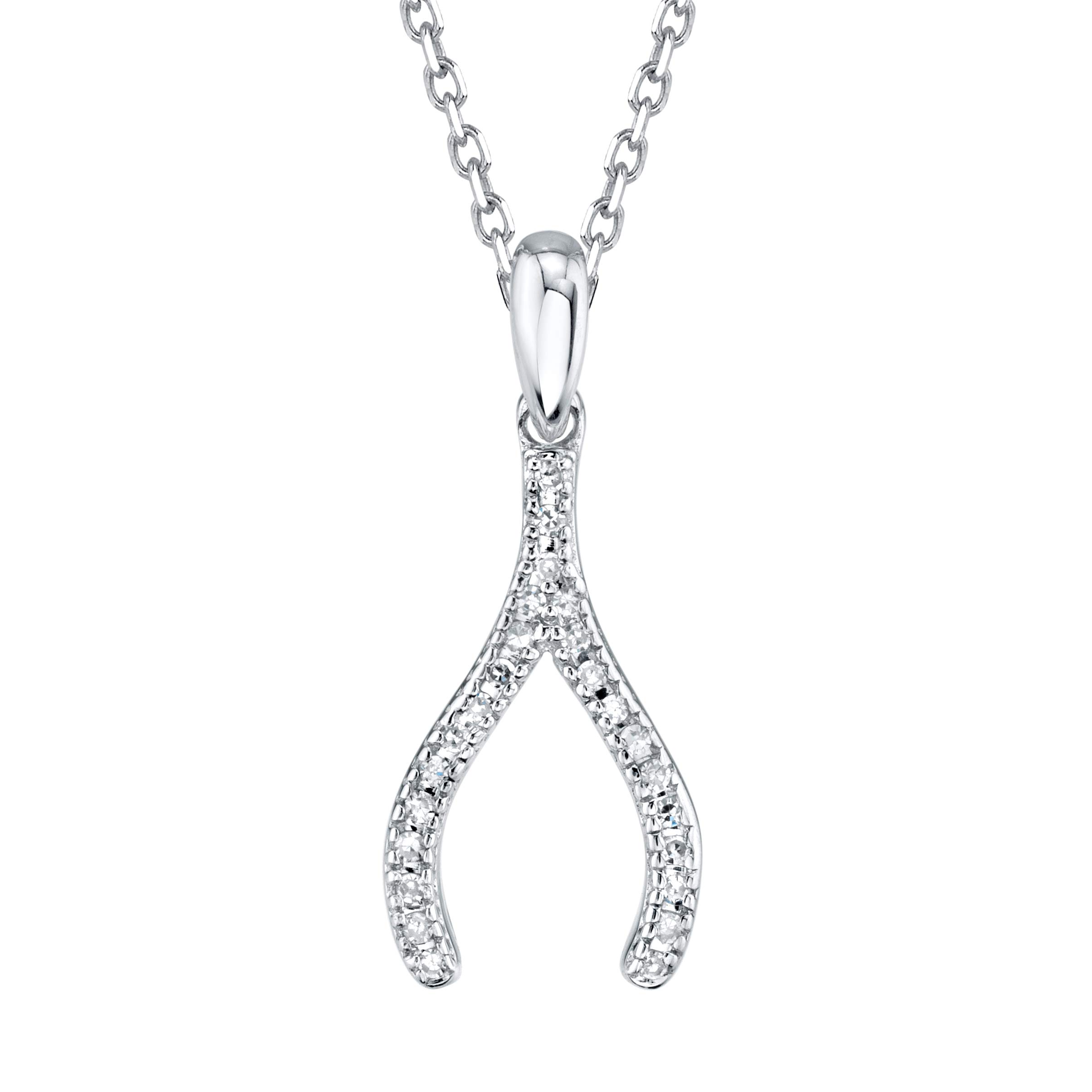 SERAFINA Diamond Charm Pendant Necklace - 925 Sterling Silver Name Necklace with Natural Diamonds - Adjustable 16