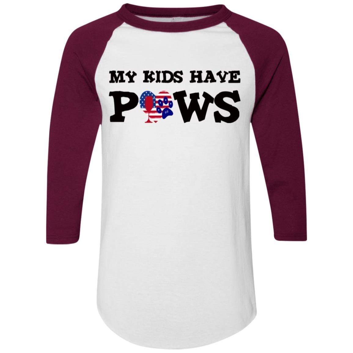 My Kids Have Paws Colorblock Raglan Jersey - Funny Dog Lover T-Shirt for Women | WineyBitches.Co | Perfect for Pet Owners, Dog Moms & Animal Lovers