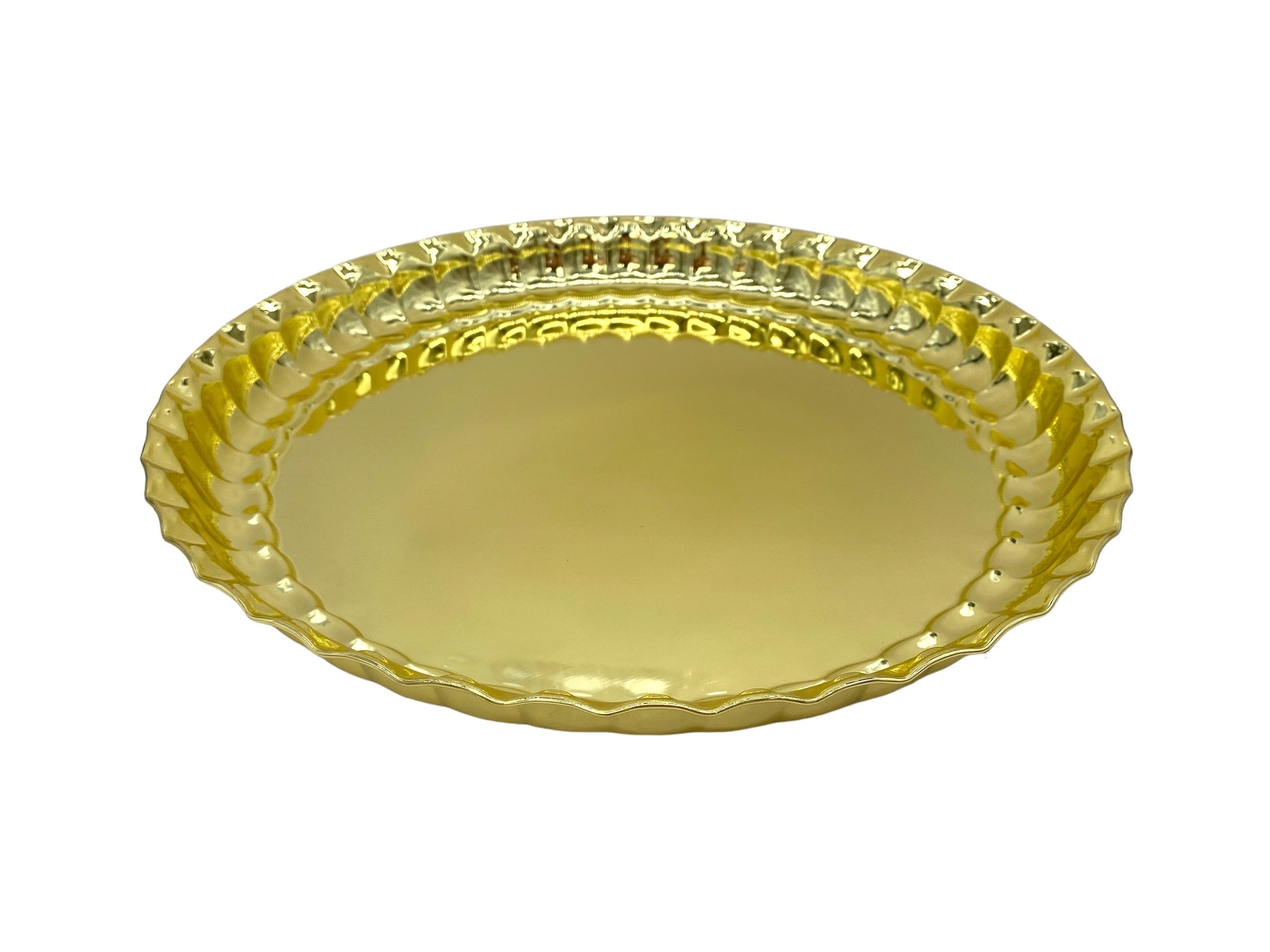 15.75x2 Inch Round Gold Serving Tray - Elegant Party Platter for Appetizers, Desserts & Entertaining - Perfect for Weddings, Holidays & Special Events