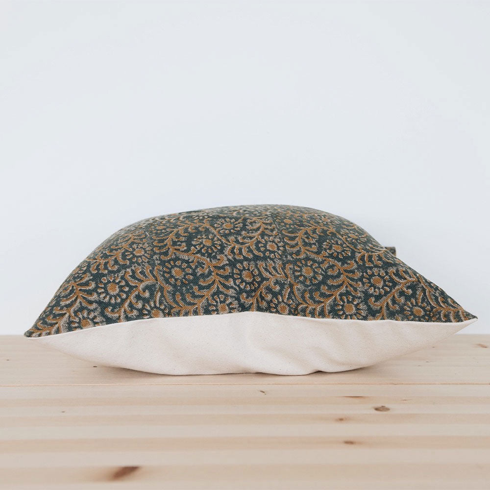 Handmade Linen Block Printed Pillow Cover No. 0508 - Bohemian Home Decor for Living Room, Bedroom & Sofa