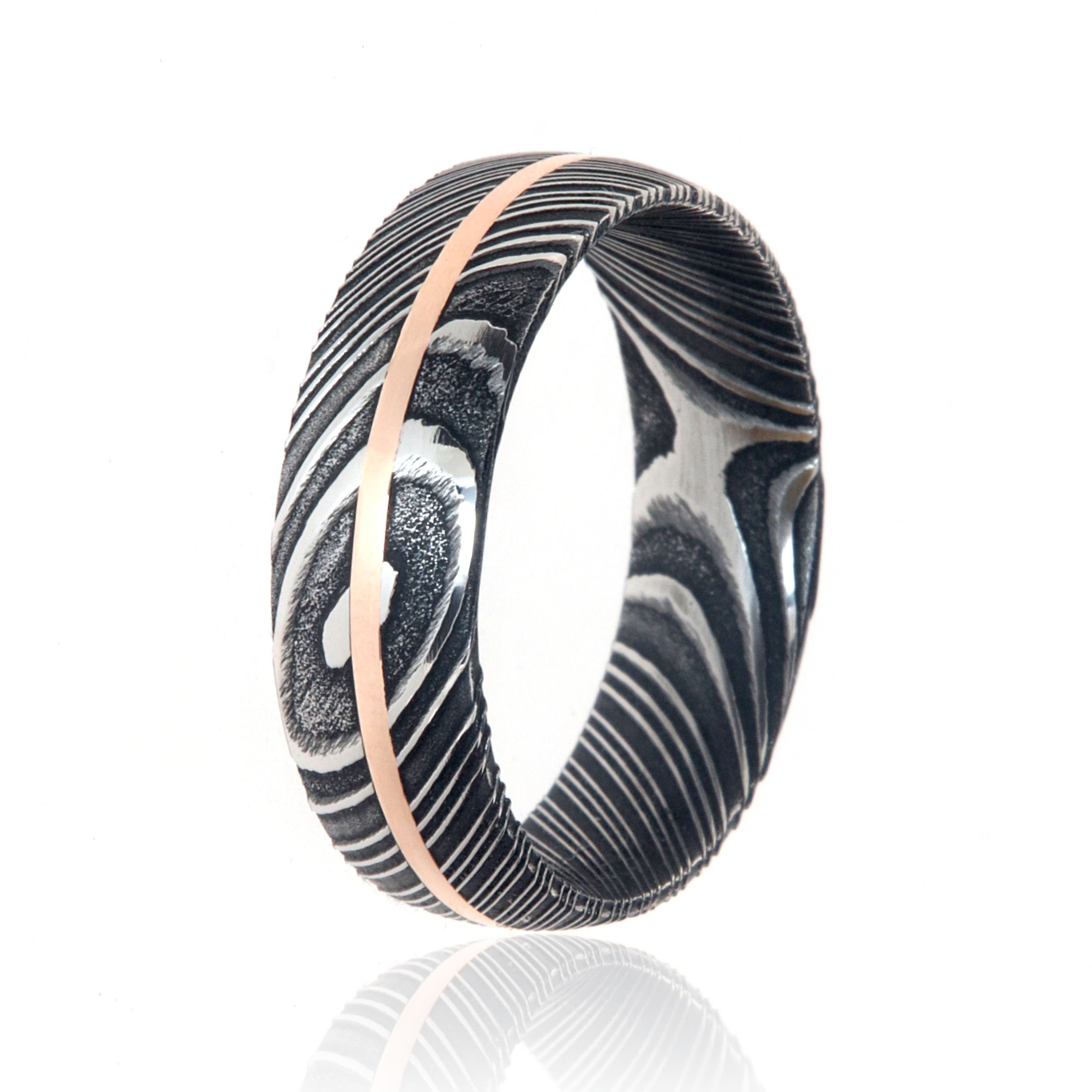 Handcrafted Damascus Steel Wedding Bands | USA Made 14K Rose Gold Rings for Men & Women | Durable & Unique Wedding Jewelry | Perfect for Anniversaries, Engagements & Special Occasions