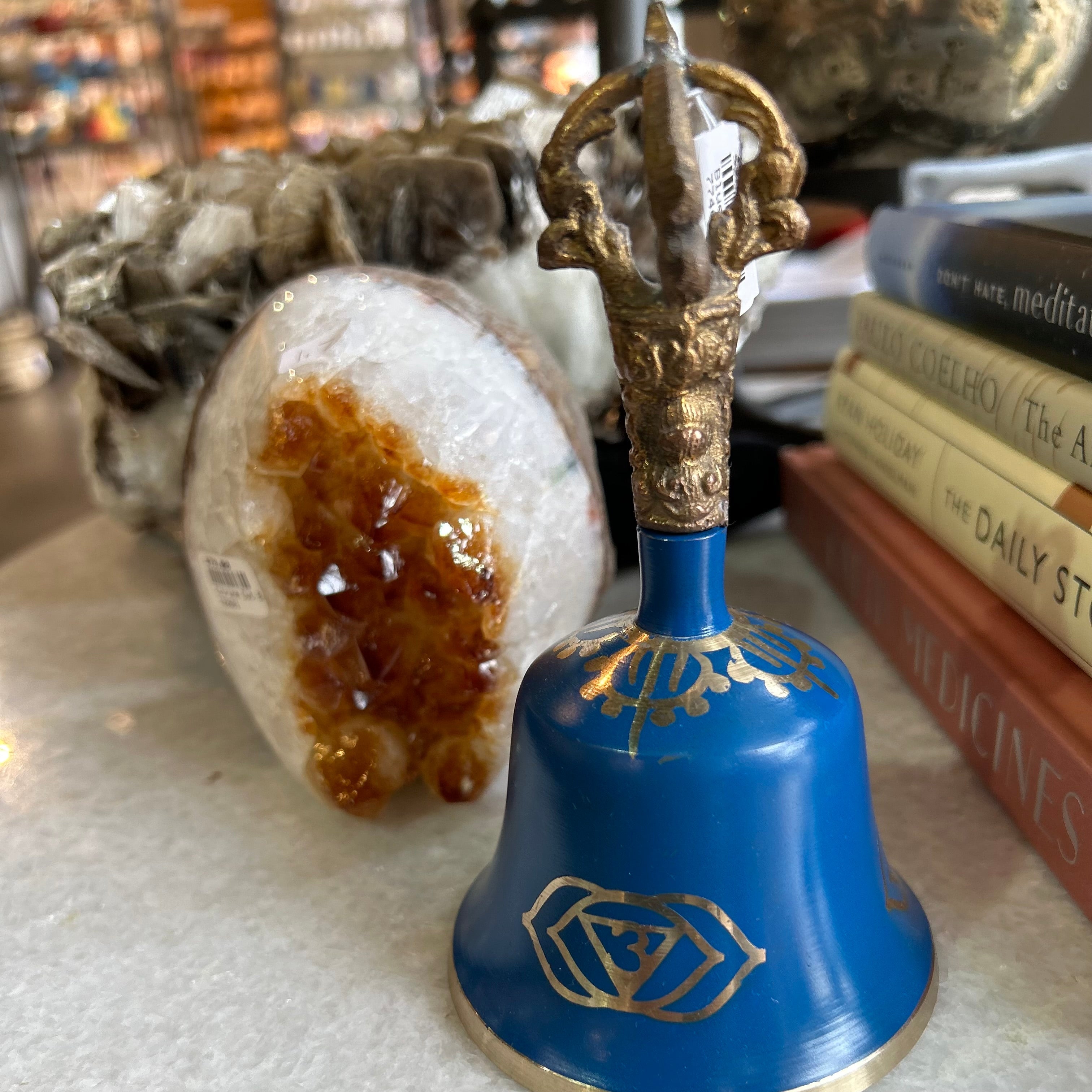 Authentic Blue Tibetan Third Eye Chakra Meditation Bell - Handcrafted Spiritual Healing Instrument for Yoga, Sound Therapy & Mindfulness Practices