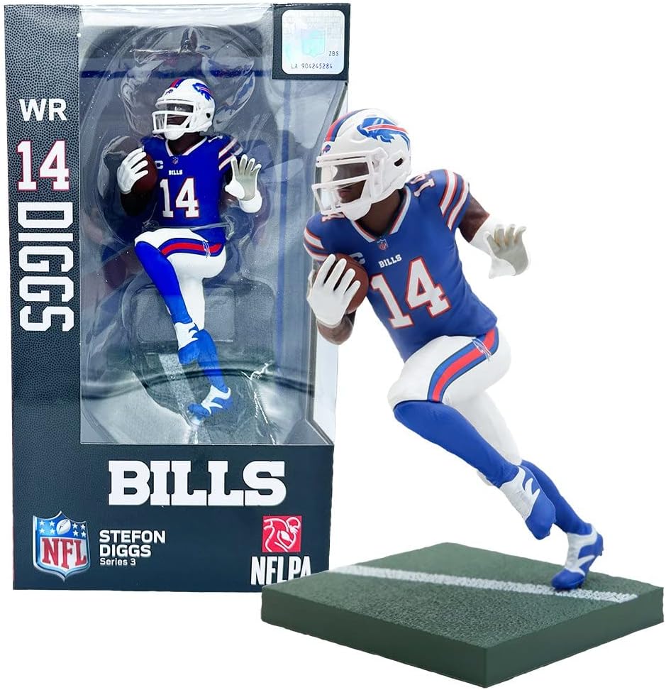 Official Stefon Diggs Buffalo Bills NFL Action Figure - Series 3 Collectible for Football Fans & Memorabilia Collectors - Perfect for Game Room Decor, Sports Gifts, and Fantasy Football Displays
