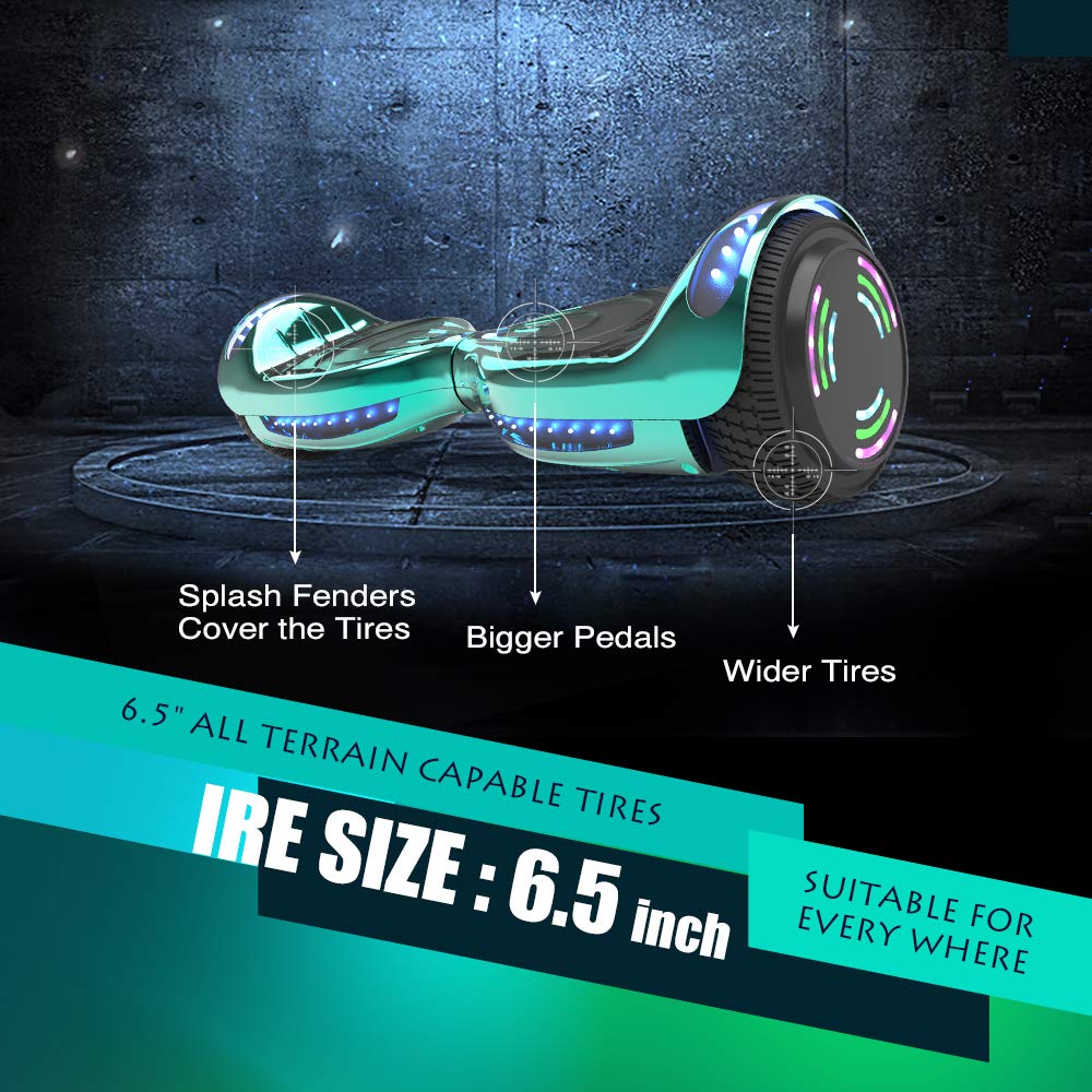 Certified HS2.01 Hoverboard with Bluetooth, LED Lights & Flash Wheels - Self Balancing Electric Scooter for Kids & Adults - Perfect for Commuting, Indoor Fun & Outdoor Adventures