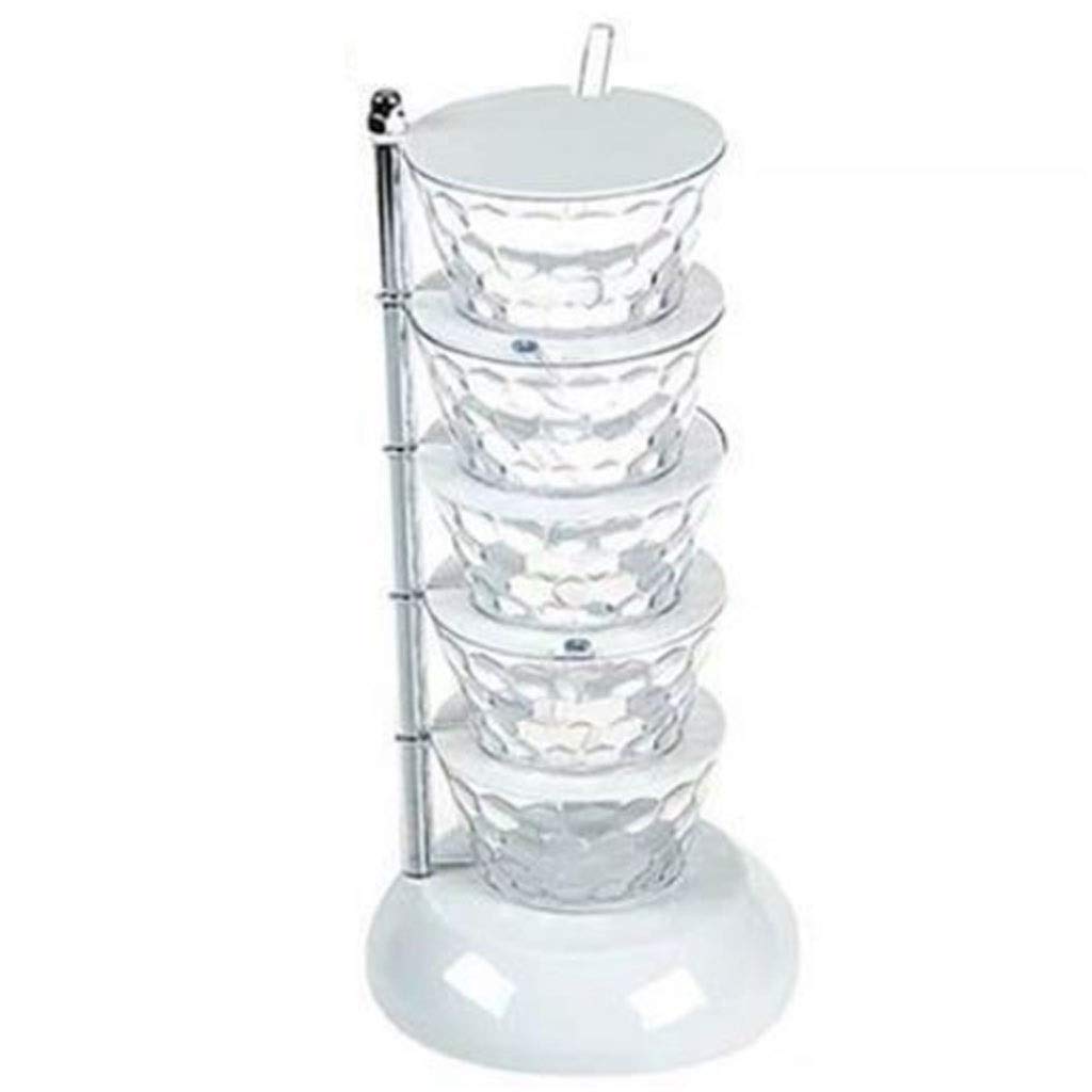 5-Tier Rotating Spice Rack Organizer - 360° Revolving White Spice Storage Shelf for Kitchen Countertop | Perfect for Seasoning Bottles, Condiment Jars & Cooking Essentials Organization