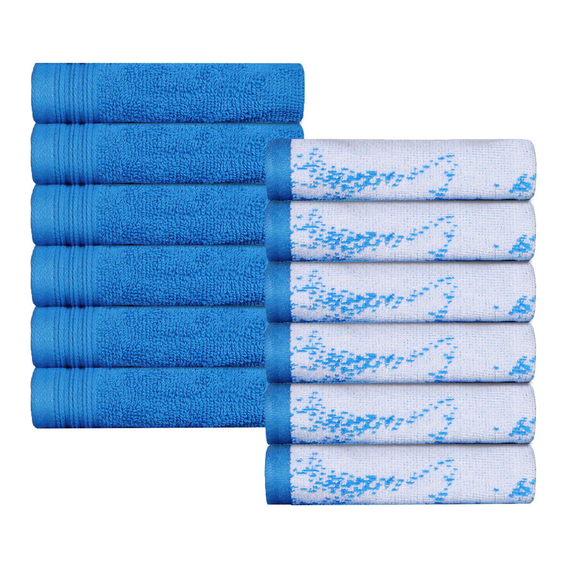 12-Pack Quick-Dry Cotton Face Towels - Solid & Marble Design for Gym, Travel, Spa, and Home Use | Soft & Absorbent Bath Towel Set