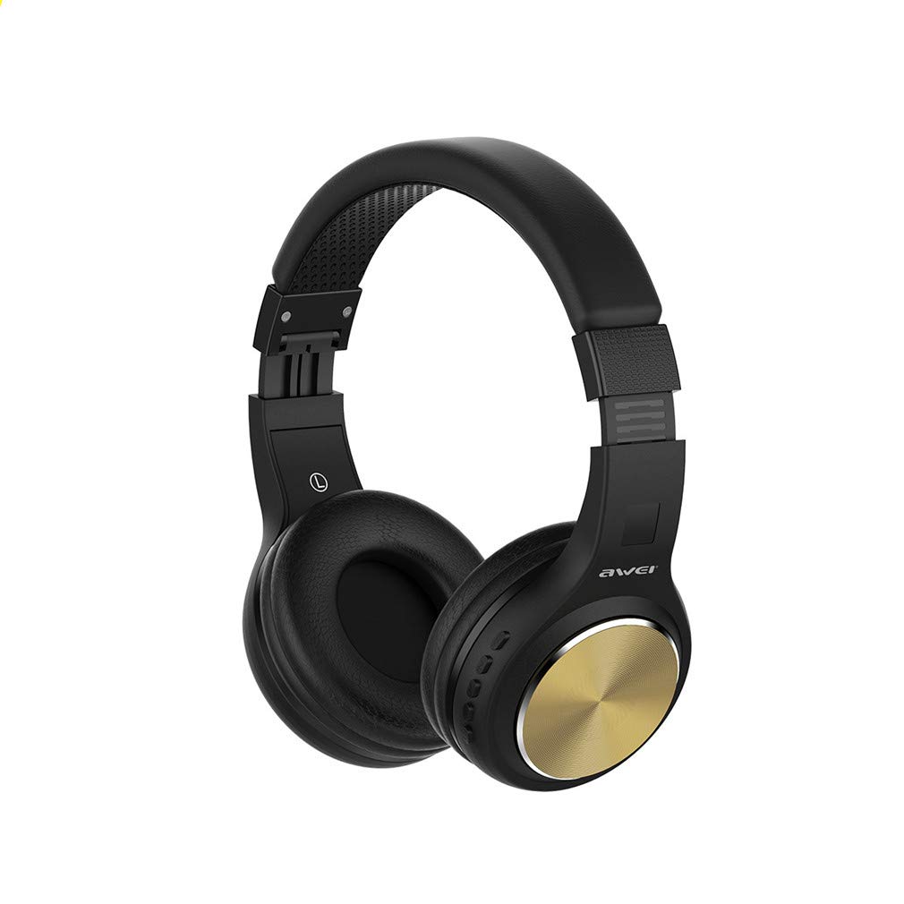 Premium Wireless Bluetooth Over-Ear Headphones with Active Noise Cancelling, Low Latency, Foldable Design & Subwoofer - Long Battery Life for Gaming, PC, Smartphones & TV (Gold) - Perfect for Workouts, Commuting & Home Entertainment