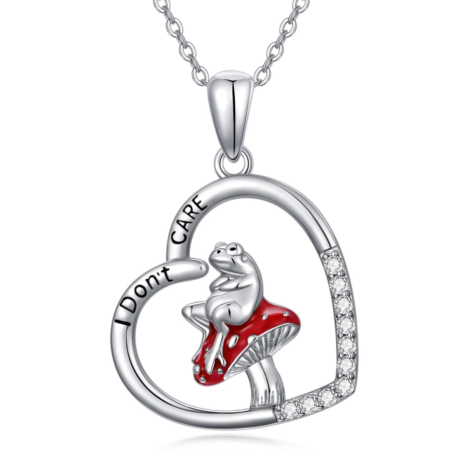 925 Sterling Silver Mushroom Frog Necklace - Cute Botanical Jewelry Pendant for Women, Wife, Girlfriend, Sister - Perfect Birthday Gift for Nature Lovers & Cottagecore Fashion - Great for Everyday Wear, Special Occasions & Boho Style Outfits