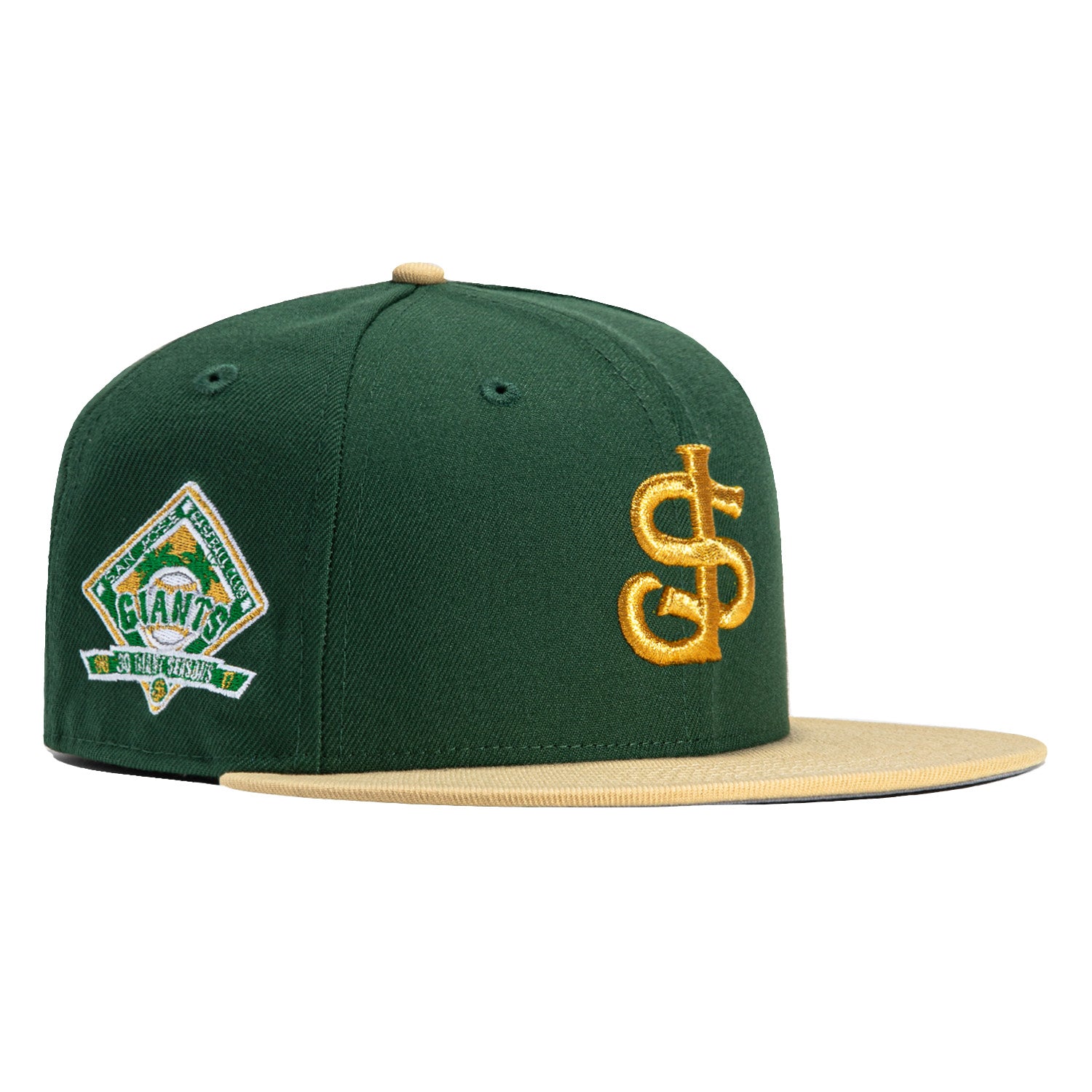 New Era 59Fifty San Jose Giants 30th Anniversary Patch Snapback Hat - Green & Tan - Official MLB Baseball Cap for Men & Women - Perfect for Games, Collecting & Streetwear Fashion