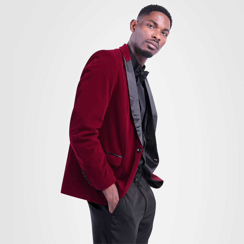 Elegant Maroon Velvet Blazer for Women - Soft Pleuche Tuxedo Jacket for Office, Parties & Special Occasions