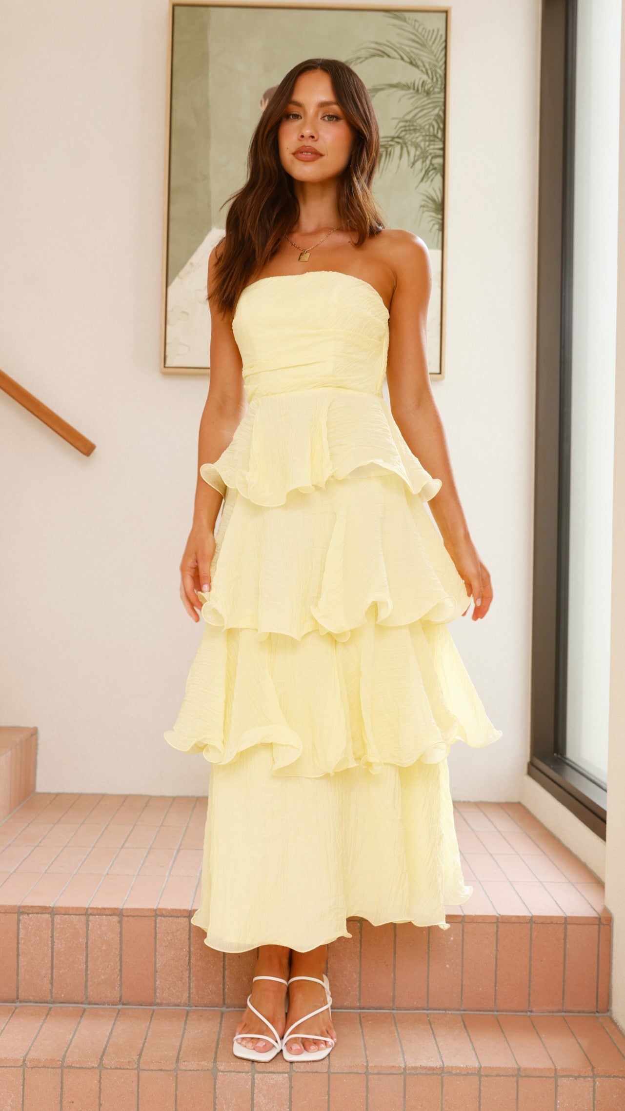 Lanica Women's Maxi Dress - Flowy Long Summer Dress in Yellow | Perfect for Beach, Vacation & Casual Wear