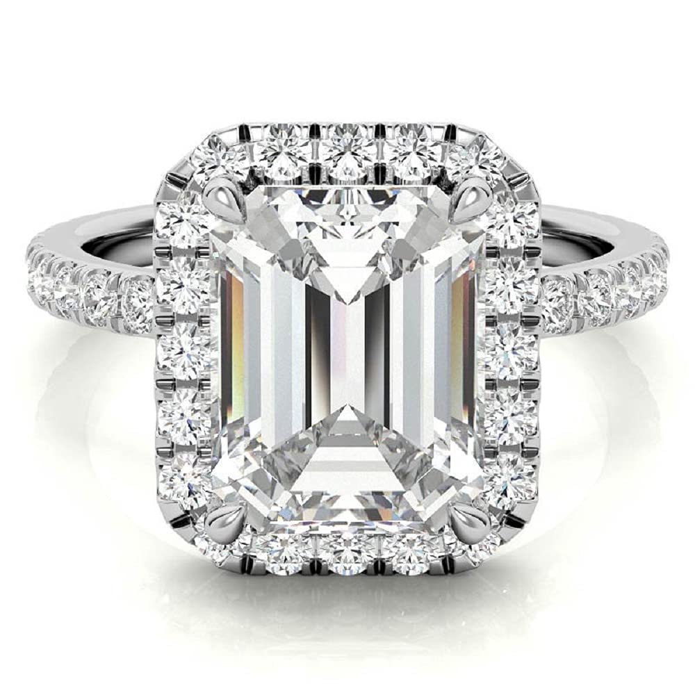 3 CT Emerald Cut Moissanite Engagement Ring - Vintage Solitaire Wedding Band with 4-Prong Setting in Sterling Silver - Anniversary, Promise Ring Gift for Her - Perfect for Proposals, Weddings & Special Occasions